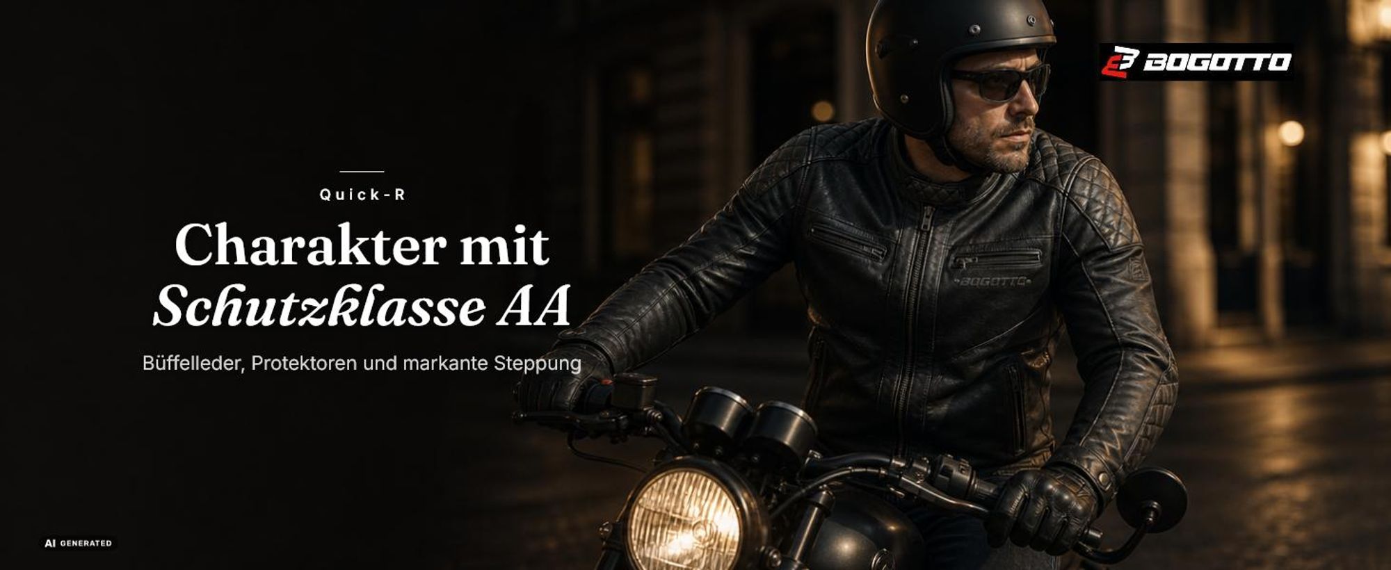Bogotto Quick-R Motorrad Lederjacke, schwarz, 48