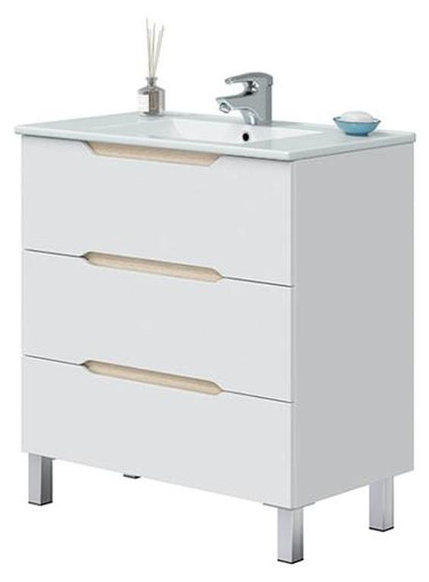 Waschtisch LEA – Waschbeckenunterschrank mit Soft-Close-Schubladen und melaminbeschichteter Oberfläc