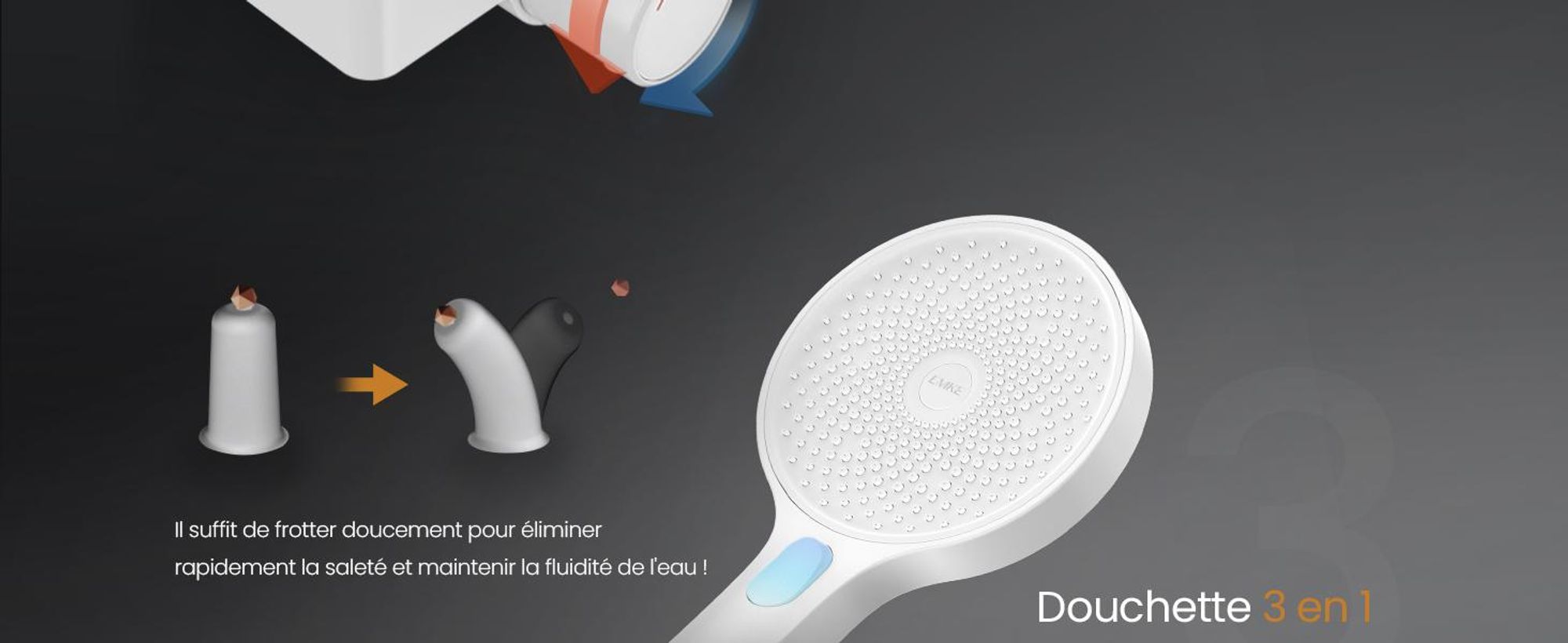 EMKE Système de douche avec thermostat 38℃ - Ensemble de robinetterie de douche en acier inoxydable, douchette à main 3 jets, panneau de douche, douche à effet pluie, robinetterie de salle de bains & douche, blanc F22