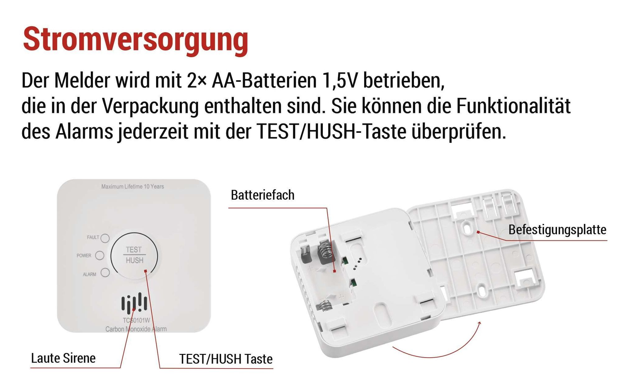 EMOS GoSmart - Smart Home CO-Melder - WiFi, optischer und 85dB Alarm, batteriebetrieben, Wandmontage, 10 Jahre Lebensdauer, inkl. Batterie , P56400S