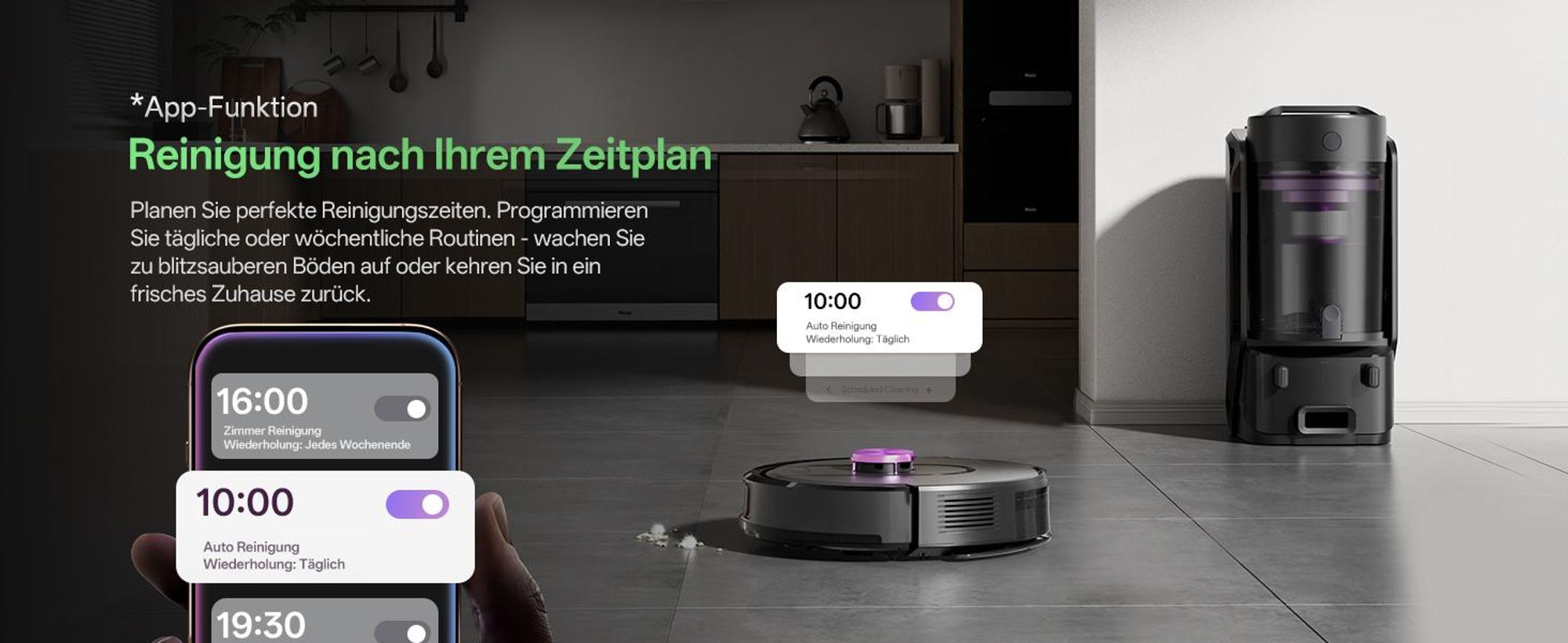 Vactidy Saugroboter W15 3-in-1 Nass Trocken Roboterstaubsauger mit Absaugstation, 10000Pa, 180 min, 4L Riesenbehälter