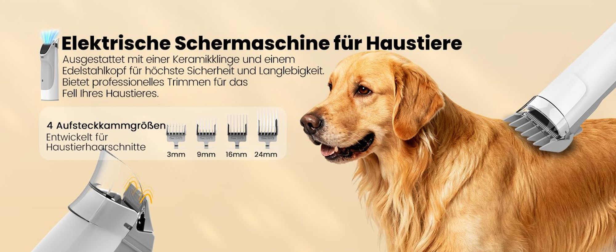 AIRROBO GP04 Hundepflegesauger und Hundehaarsauger, 12000 Pa Saugleistung, Hundestaubsauger zur Fellpflege, Haustier-Staubsauger-Pflegeset