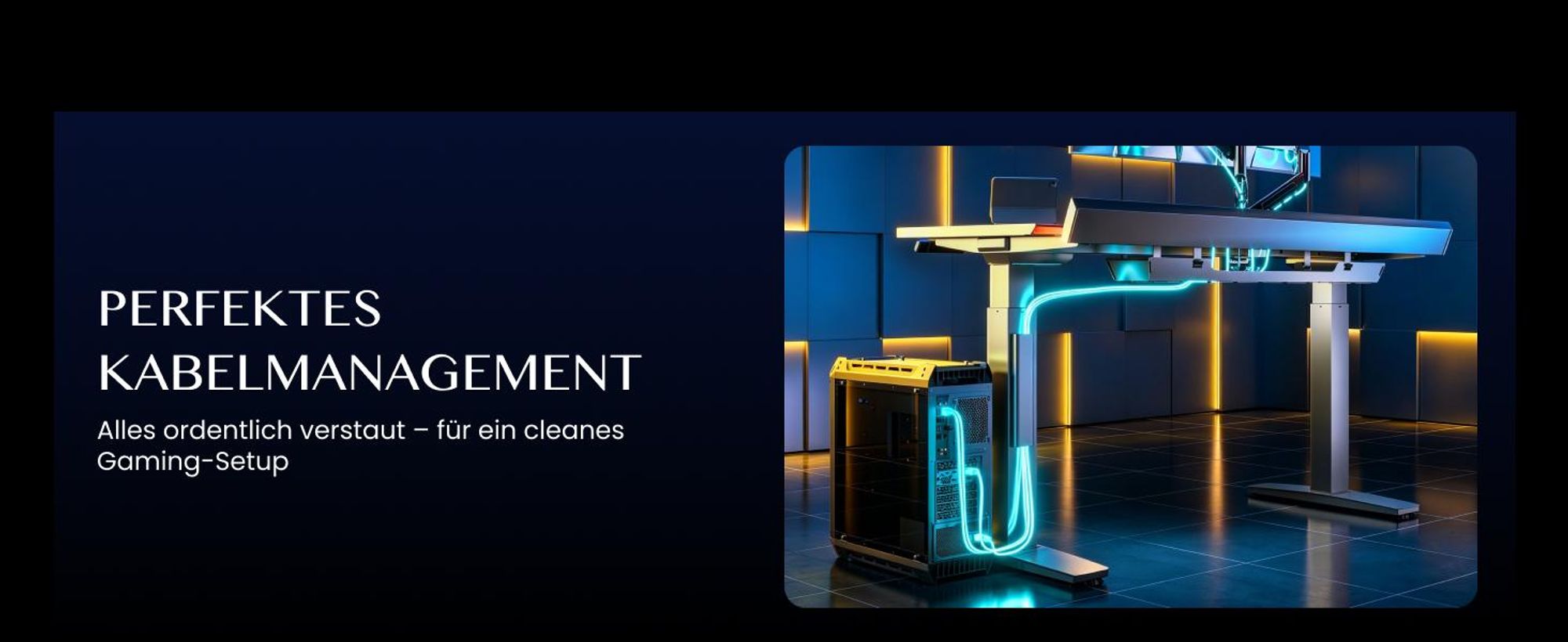 FLEXISPOT Gaming Schreibtisch Höhenverstellbar 120x70 cm, Dual-Motor, LED Beleuchtung, Kabelmanagement, 120KG Tragkraft, 5-Schicht Oberfläche, Schwarz