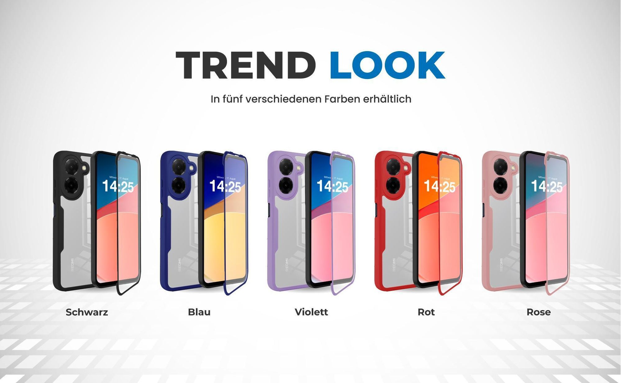 360 Grad Cover Front Back für Xiaomi Redmi A5 in verschiedenen Farben