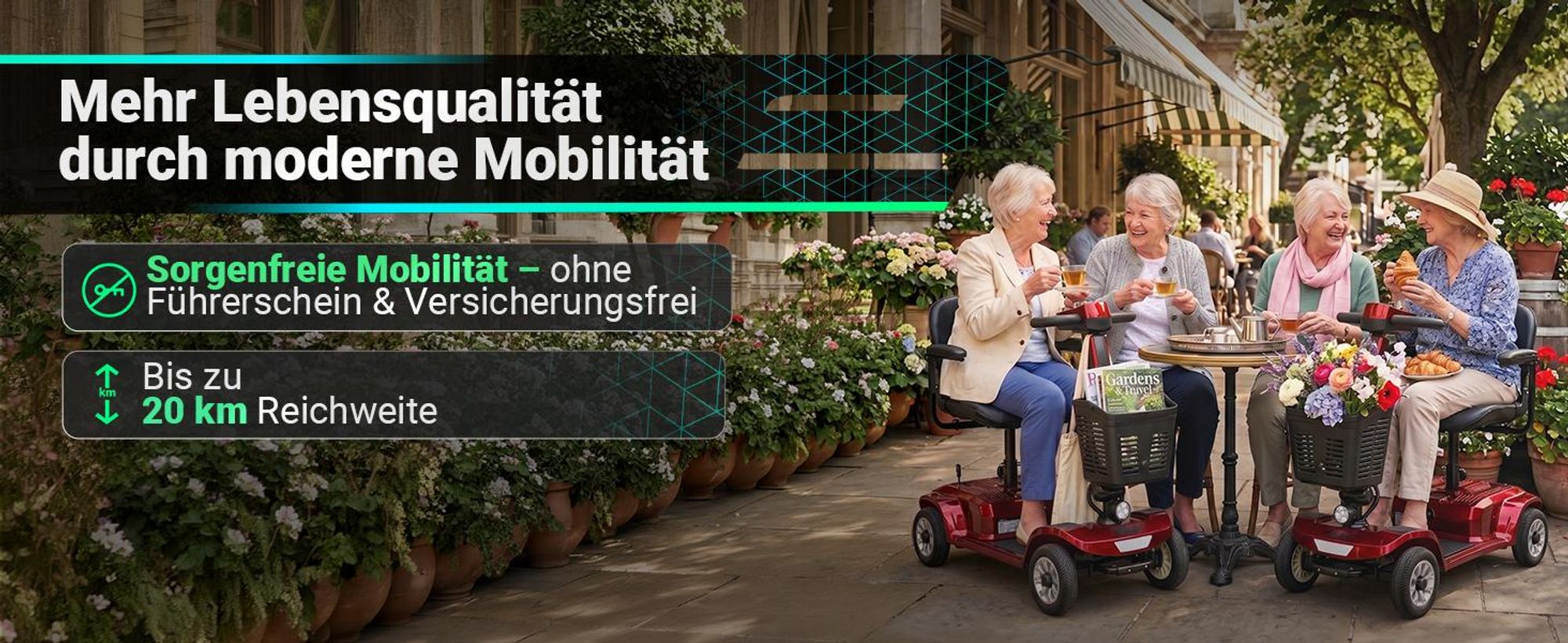eFlux Mobility M1 Elektromobil | Elektro Senioren Roller - E-Scooter - Tiefeneinstieg - Schwenksitz - Einhand Steuerung - Klappbar - 20 km (Rot)