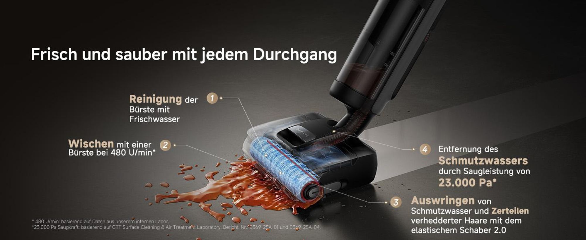 Dreame H15 Mix 7in1 Nass- und Trockensauger,KI-Roboterarm,Kantenreinigung,23kPa Saugkraft,verhedderungsfrei,100°C Bürstenrein,90 °C Trocknung