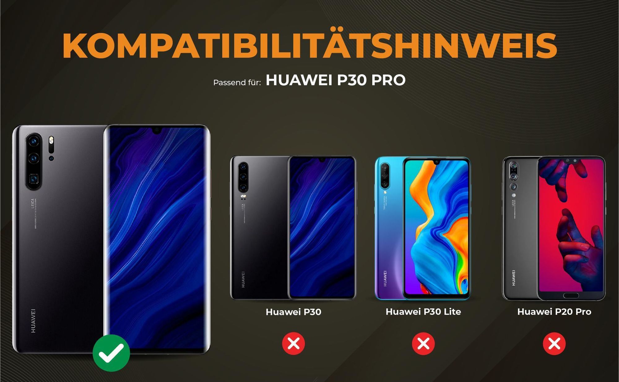Kompatibilitätshinweise Hülle für Huawei P30 Pro