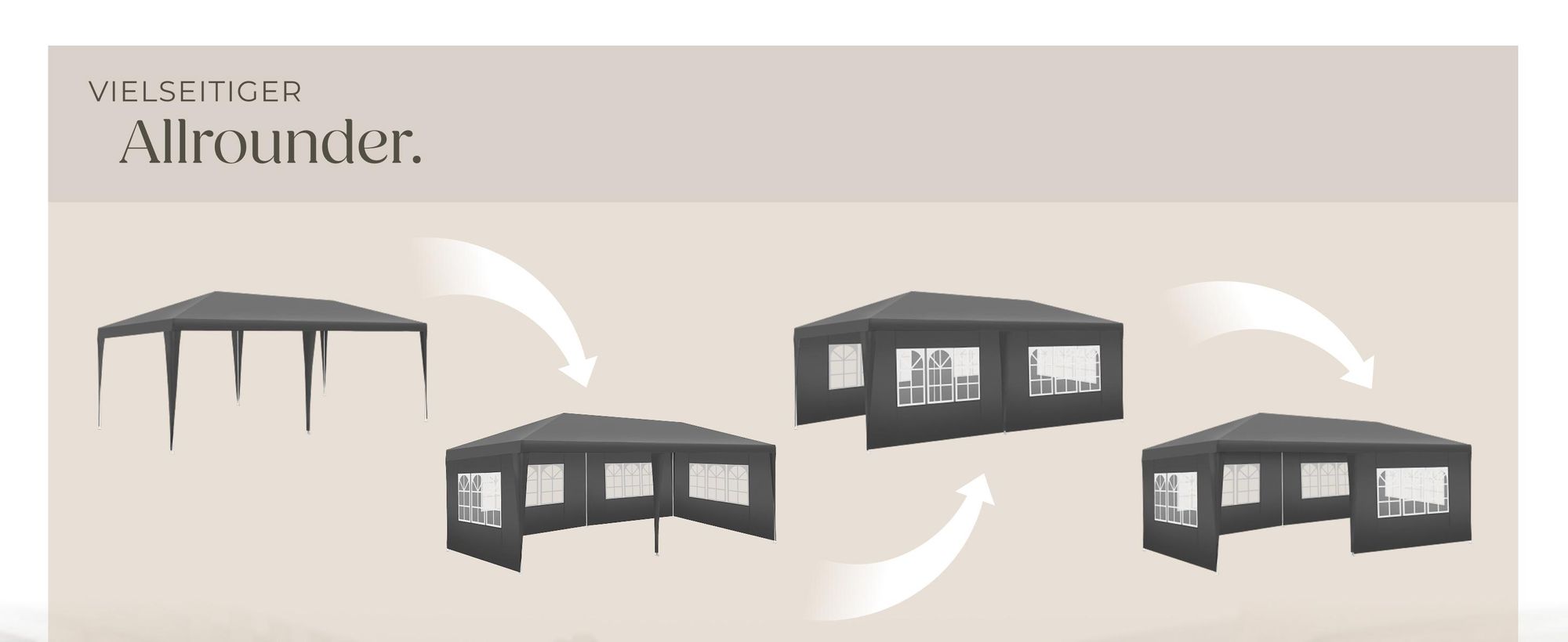tectake® Pavillon Novara 6 x 3 m, im Stecksystem