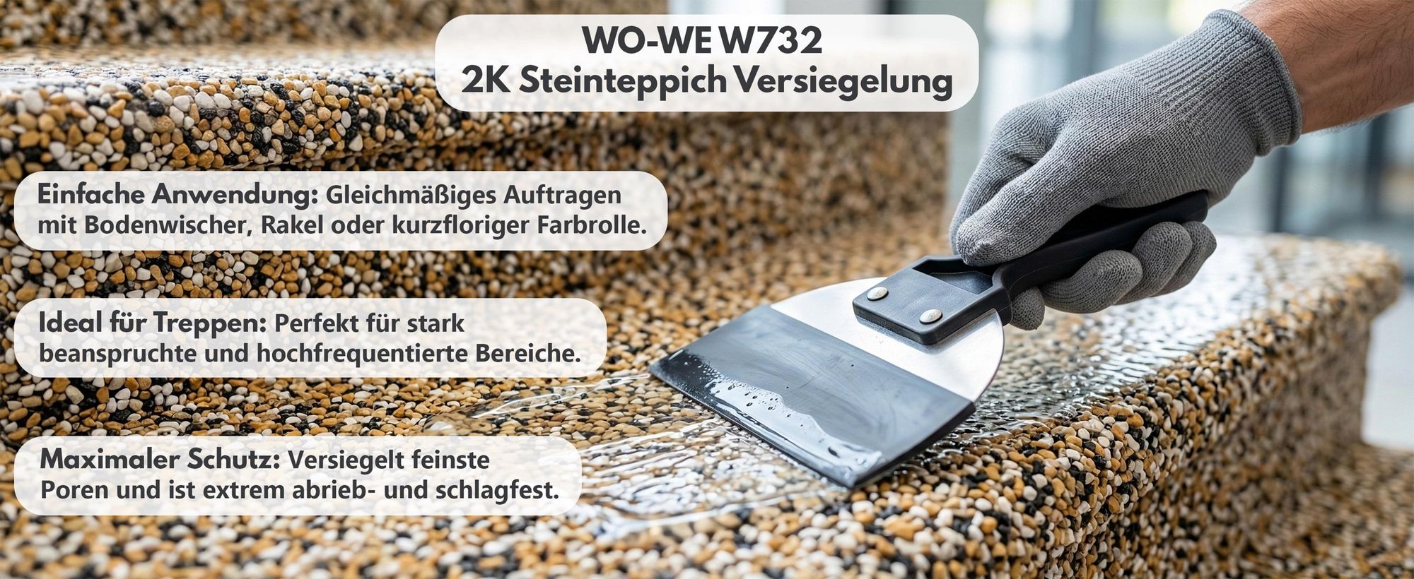 Steinteppich Versiegelung Bodenversiegelung Bodenbeschichtung Treppe W732 - 6Kg