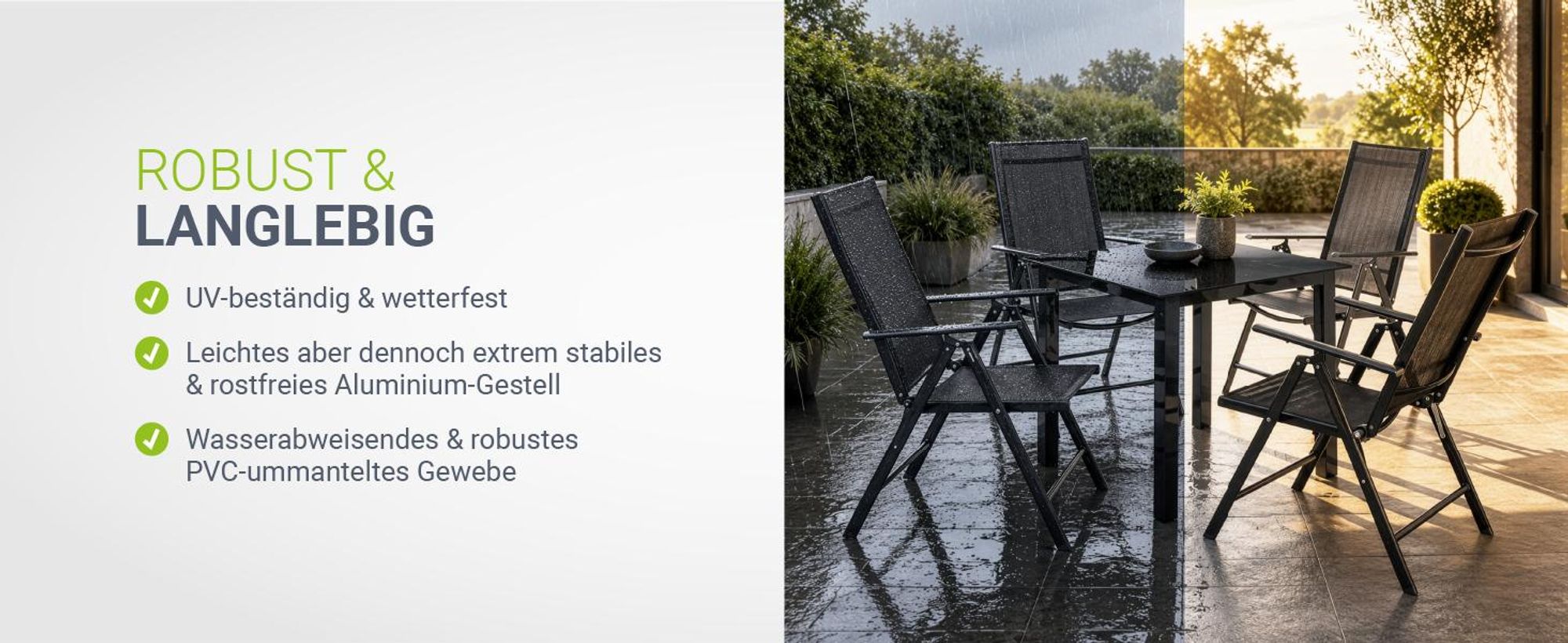 Juskys Aluminium Gartengarnitur Milano Gartenmöbel Set mit Tisch und 4 Stühlen Dunkel-Grau mit schwarzer Kunstfaser Alu Sitzgruppe Balkonmöbel