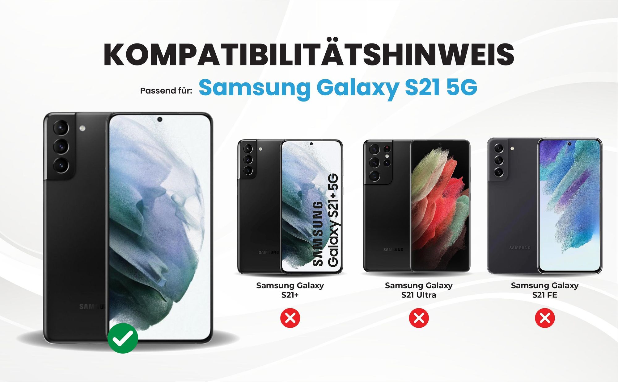 Kompatibilitätshinweise Hülle für Samsung Galaxy S21 5G