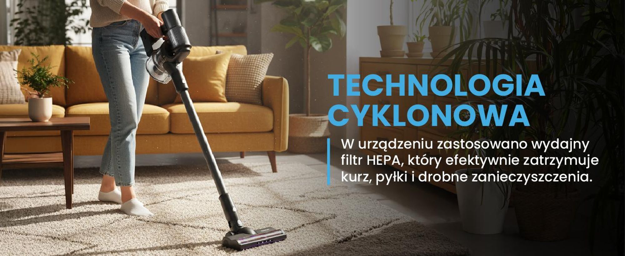 Odkurzacz bezprzewodowy bezworkowy z elektroszczotką
