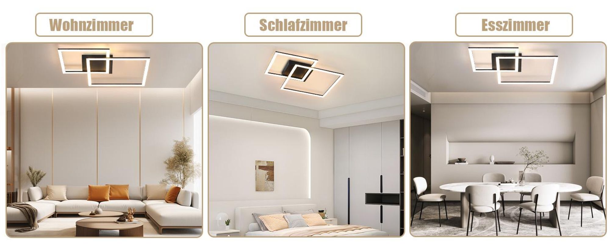 ZMH LED plafoniera soggiorno 54W nero Lampada da camera moderna dimmerabile con telecomando
