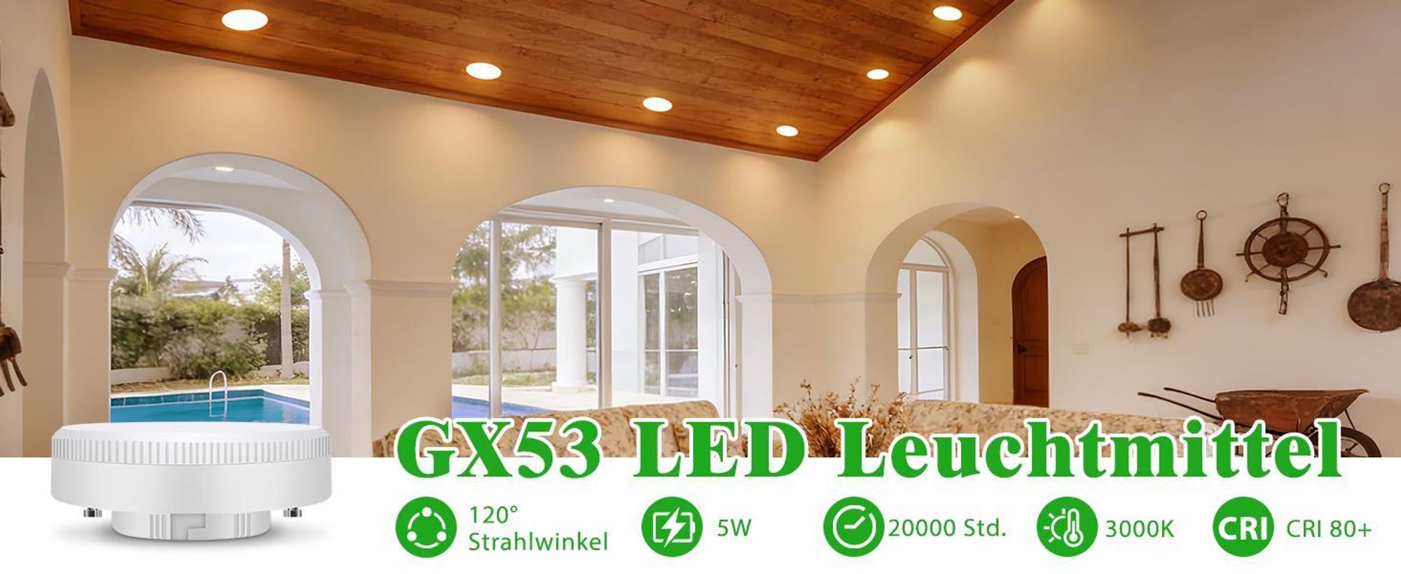 ZMH 6 sztuk żarówek LED GX53 74x25 mm Ultra płaskie Ciepłe białe światło 3000 K Bez migotania 5 W Żarówka zastępuje halogenową lampę podsufitową 50 W 230 V Nieściemnialna