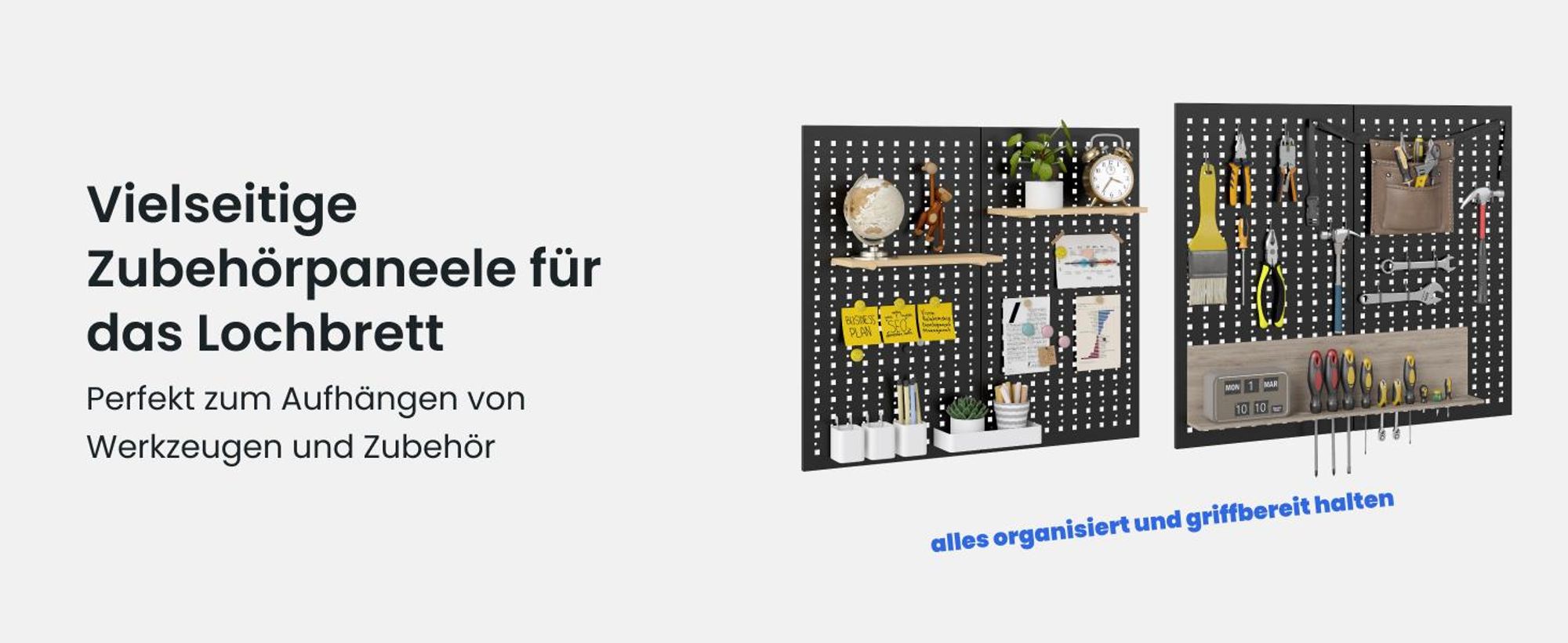 FLEXISPOT Werkbank aus Stahl, Arbeitstisch mit Lochwänden und oberer Ablage, Lagerregal bis 200 kg, für Werkstatt, Lager, Büro und Haushalt (Schwarz)