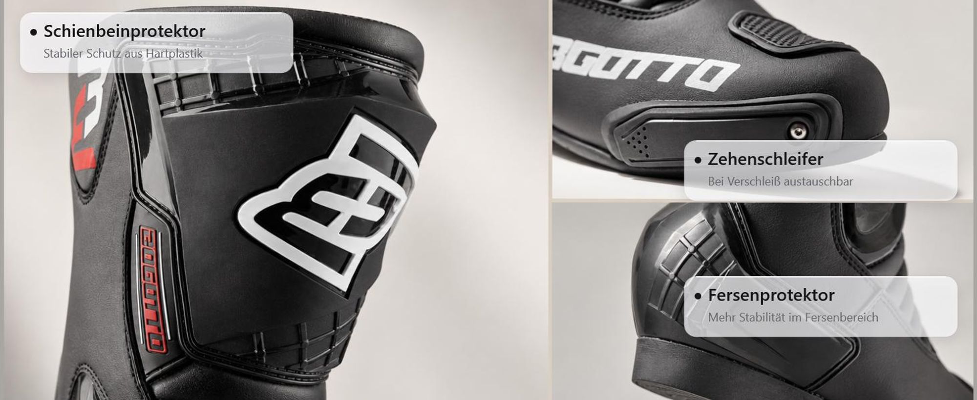 Bogotto Losail Motorradstiefel, schwarz, 43
