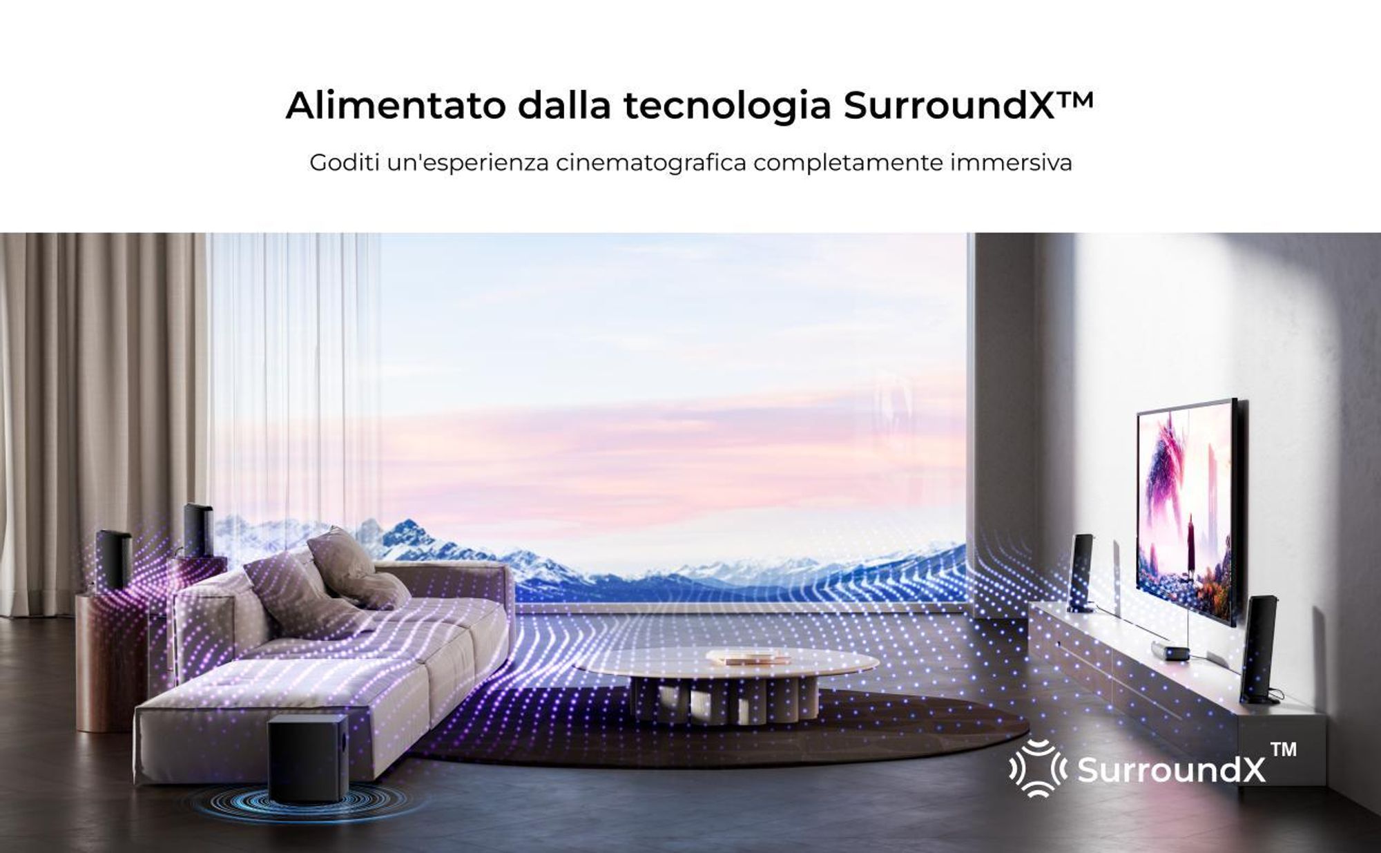ULTIMEA Soundbar staccabile a 7,1 canali con luce RGB, sistema audio surround virtuale con subwoofer, 2 diffusori surround, 410 W