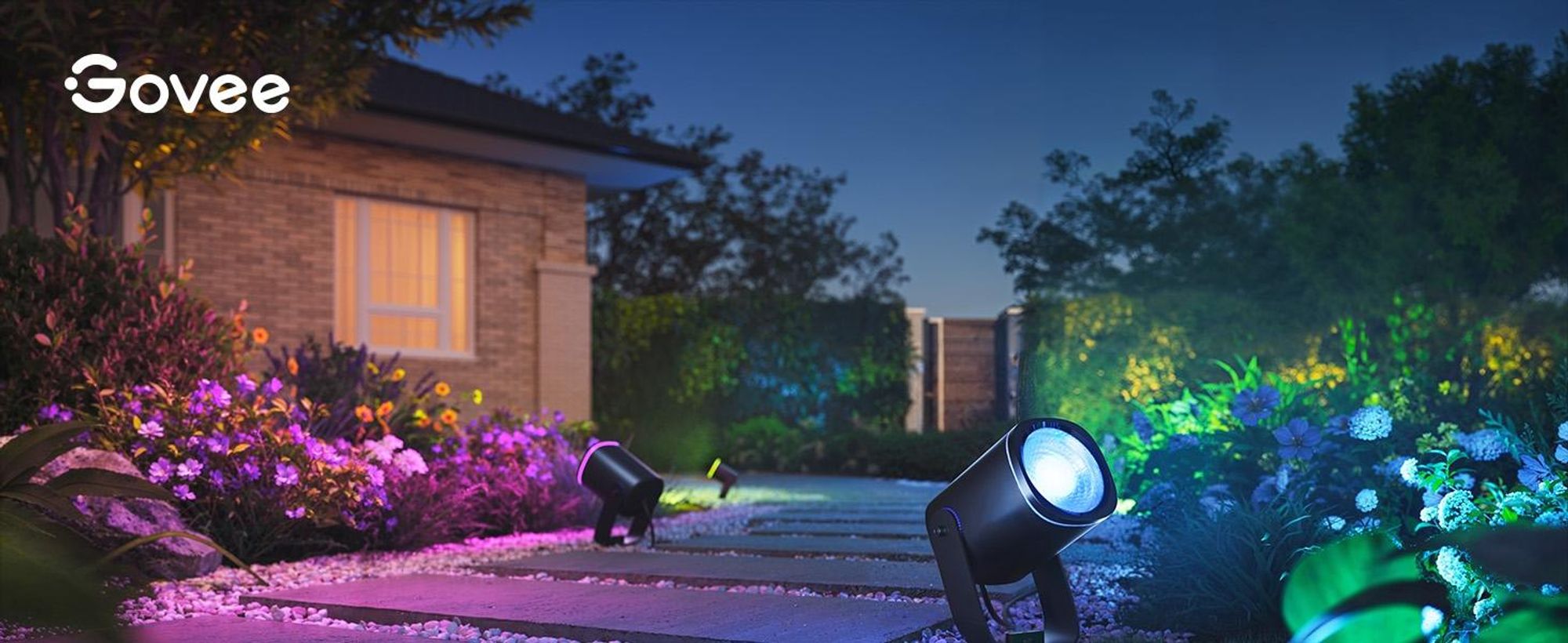 Govee Outdoor LED Strahler, IP67 Wasserdichte Gartenbeleuchtung, RGBWIC Led Strahler Außen, 2 Pack