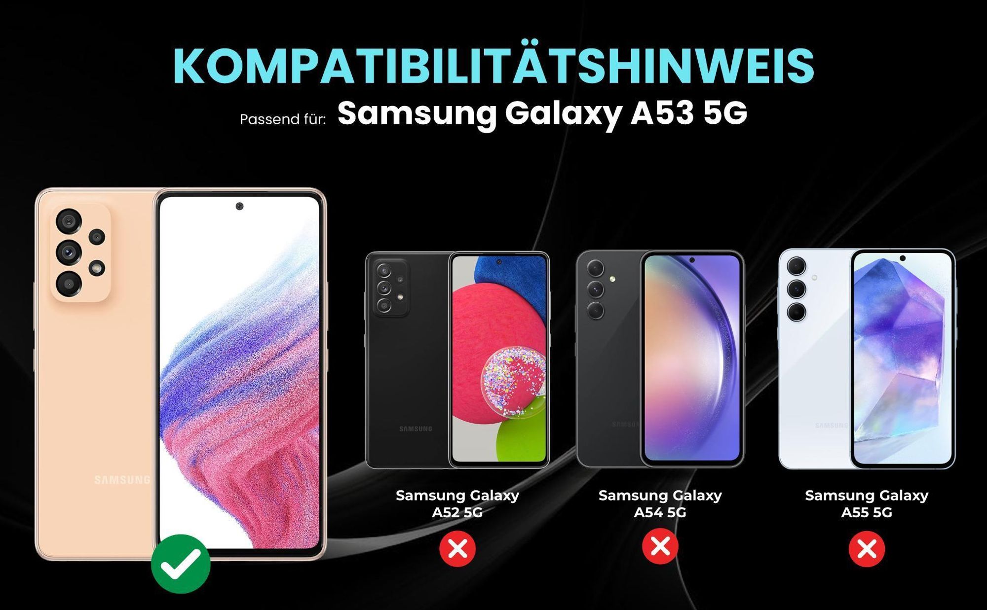 Kompatibilitätshinweise Hülle für Samsung Galaxy A53 5G
