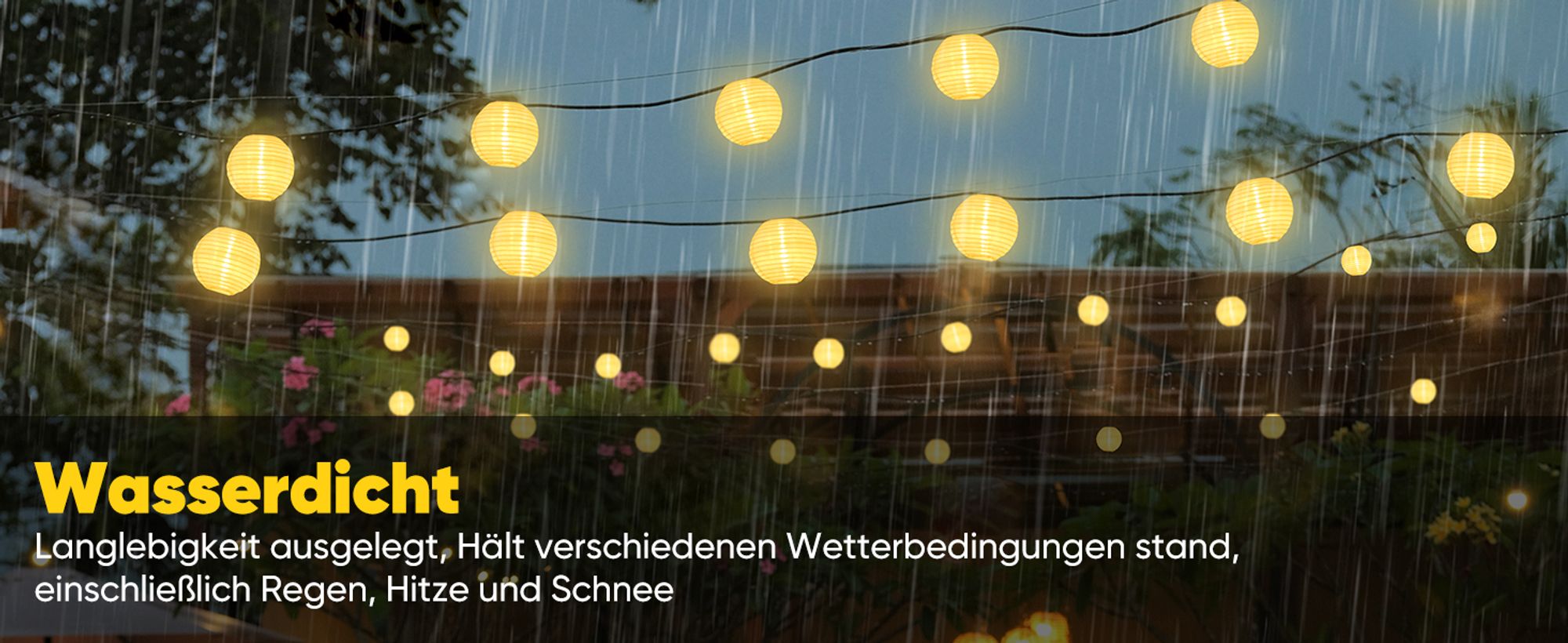 Salcar 30 Lampions Lichterkette Solar Außen 10m LED Lichterketten Outdoor 8 Modi IP44 für Außen Garten Liegewiese Terrasse