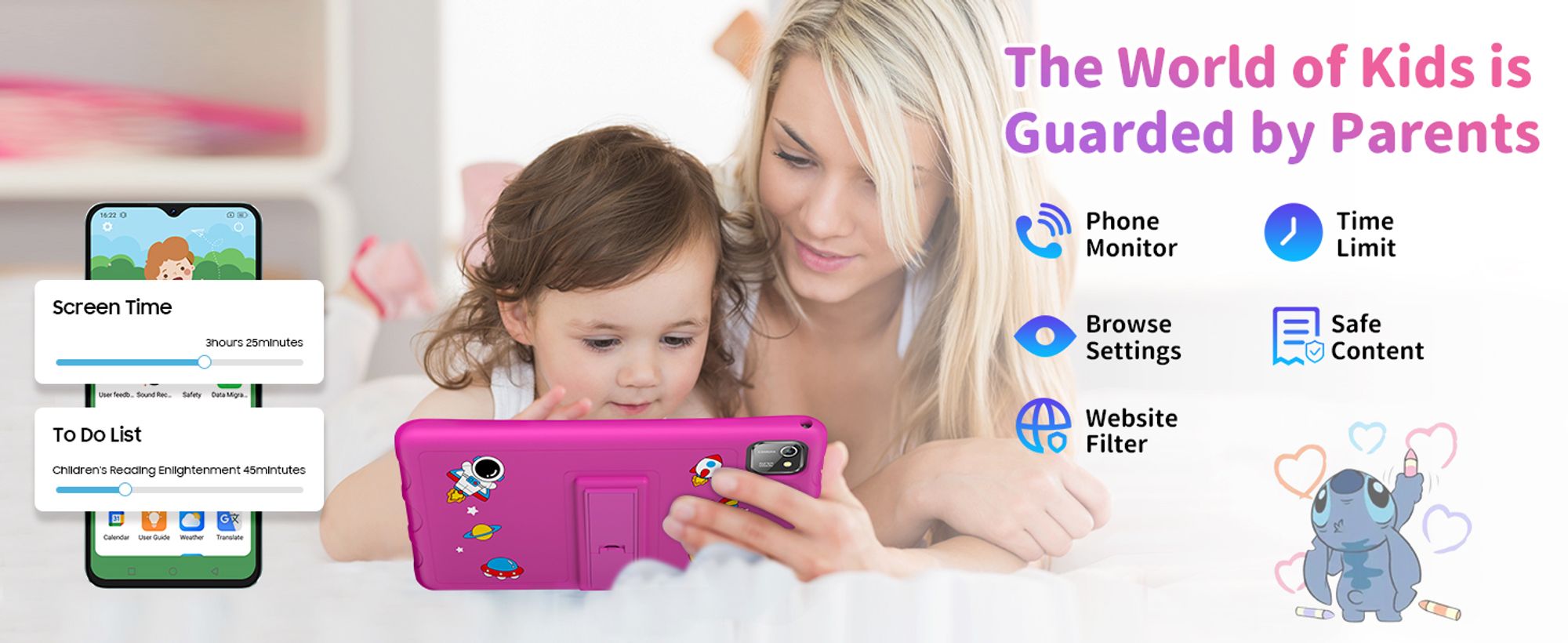Tablet dla dzieci Blackview BESTTAB, 10 cali, Android 14, 12 GB (4+8 z możliwością rozszerzenia) RAM + 128 GB RAM (1 TB TF, ośmiordzeniowy tablet dla dzieci, 5100 mAh