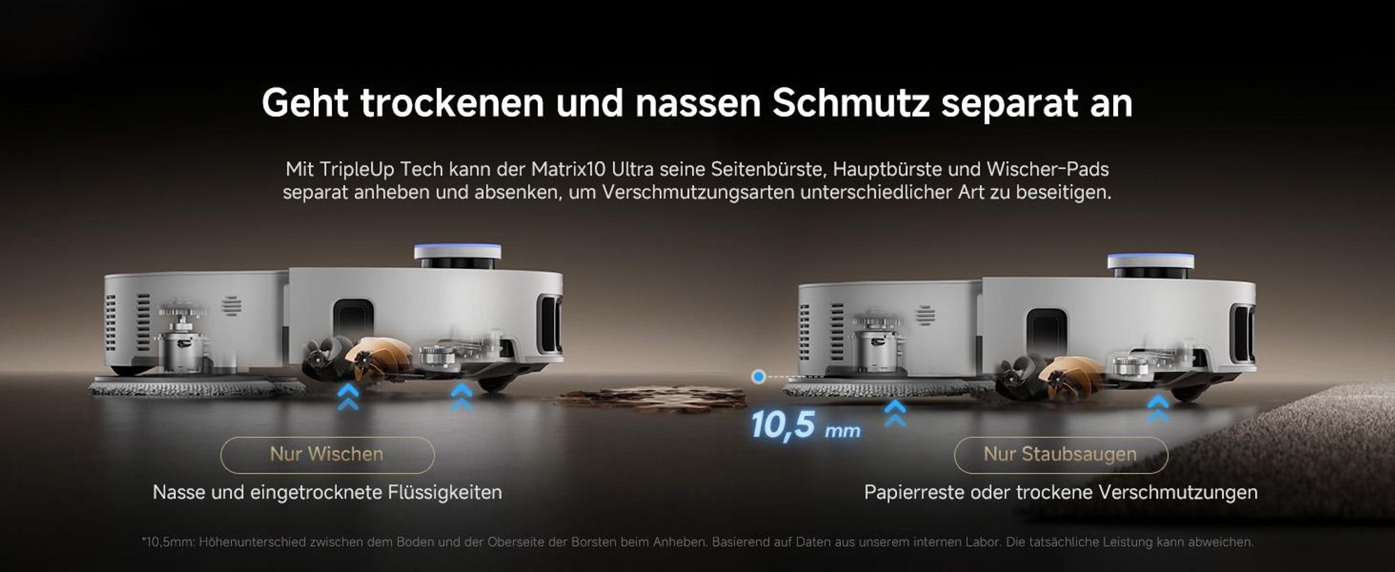 Dreame Matrix 10 Ultra Roboter Staubsauger und Bodenwischer,30kPa,Mehrfach-Moppschaltung,KI-Hindernisvermeidung,Anti-Tangle,100℃ Selbstreinigung,Weiß