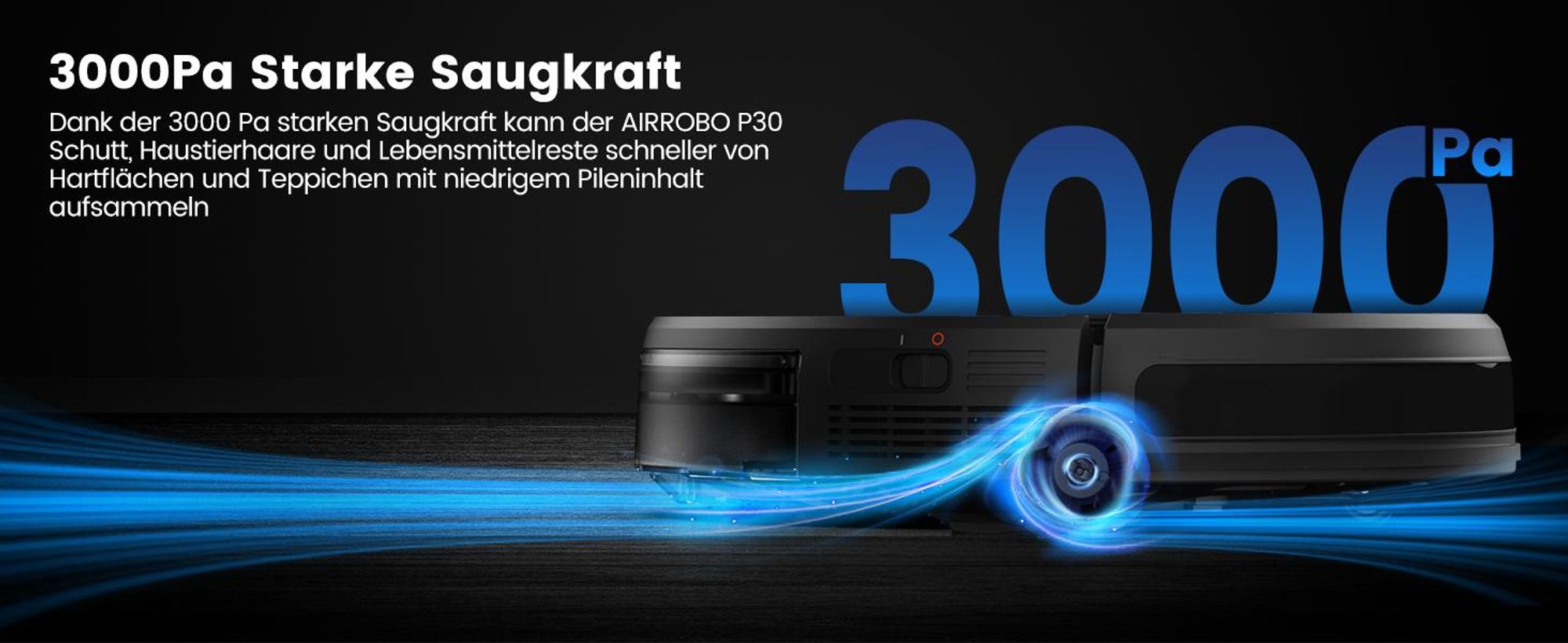 AIRROBO P30 Staubsauger Roboter Wischroboter, 3000Pa, WLAN/App/Alexa für harte Böden, Tierhaare und Teppiche mit niedrigem Flor