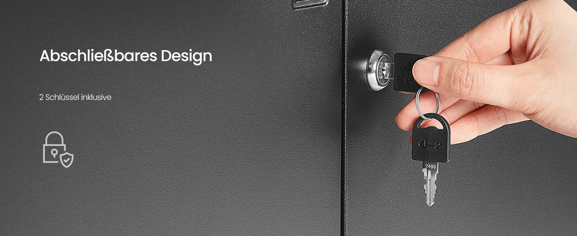 SONGMICS Stahlschrank mit 2 Türen, abschließbar, verstellbare Ablage, Aufbewahrungsschrank für Büro, 80 x 40 x 90 cm, schwarz