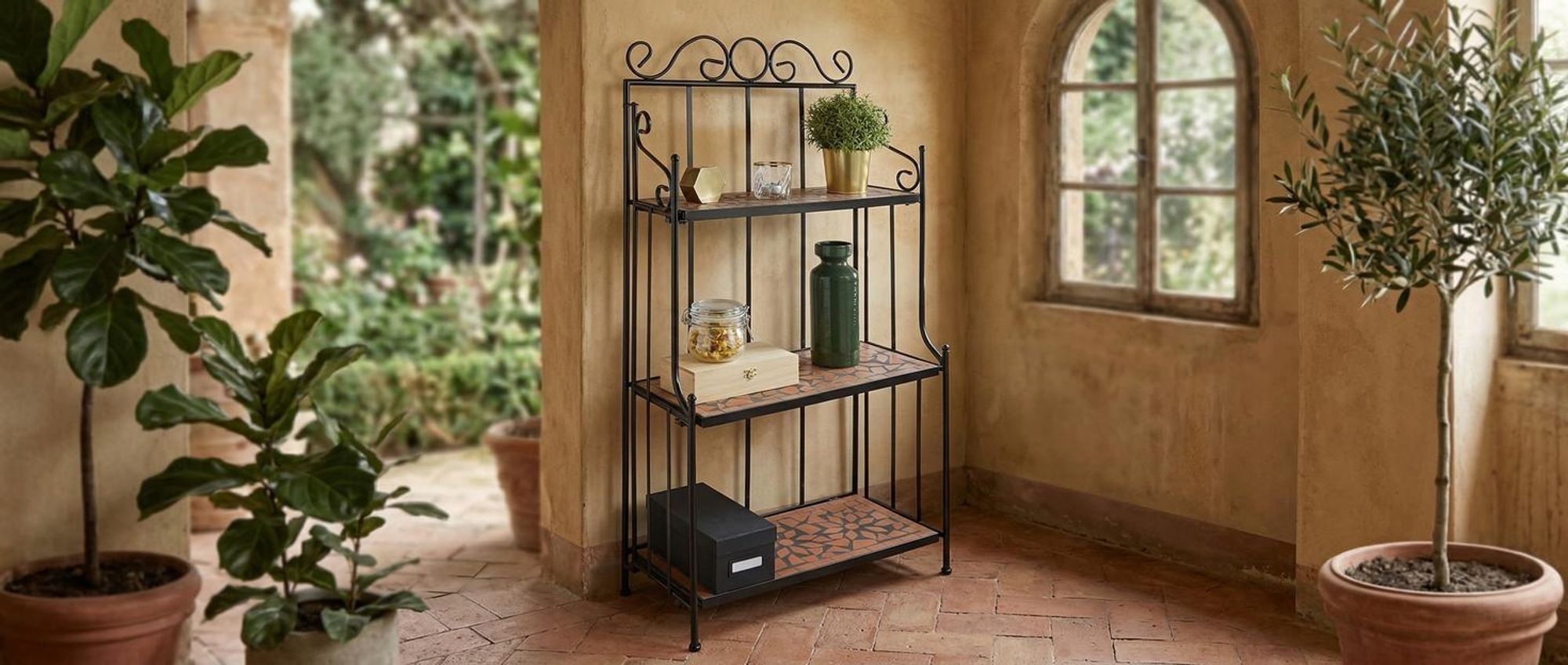 tectake® Metallregal mit 3 Mosaikböden 61 x 29 x 114 cm