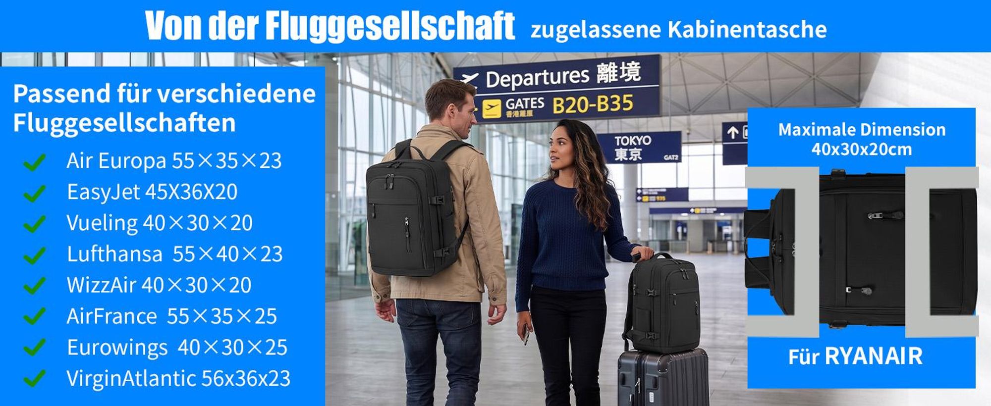 Rucksack, Laptoprucksack, 24L Große Schulrucksack, Handgepäck Rucksack für 15,6 zoll Laptop, für Arbeit Reisen
