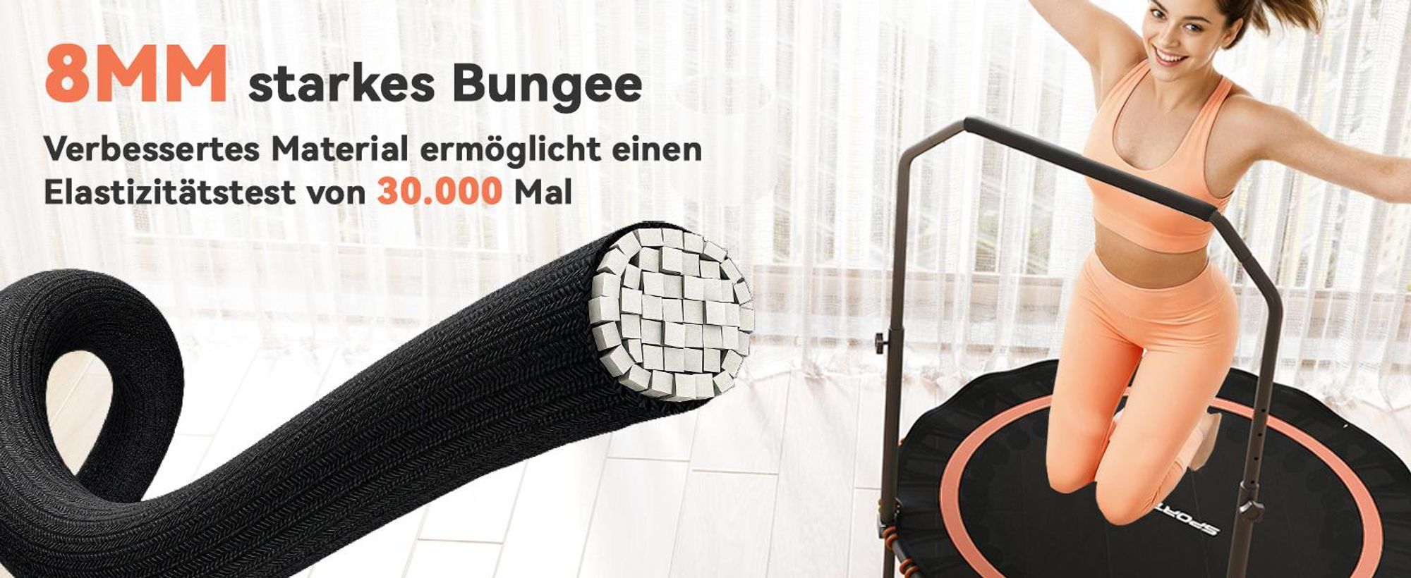 SPORTNOW Fitness Trampolin klappbar Ø114cm Mini Trampoline mit 5 Handgriffstufen