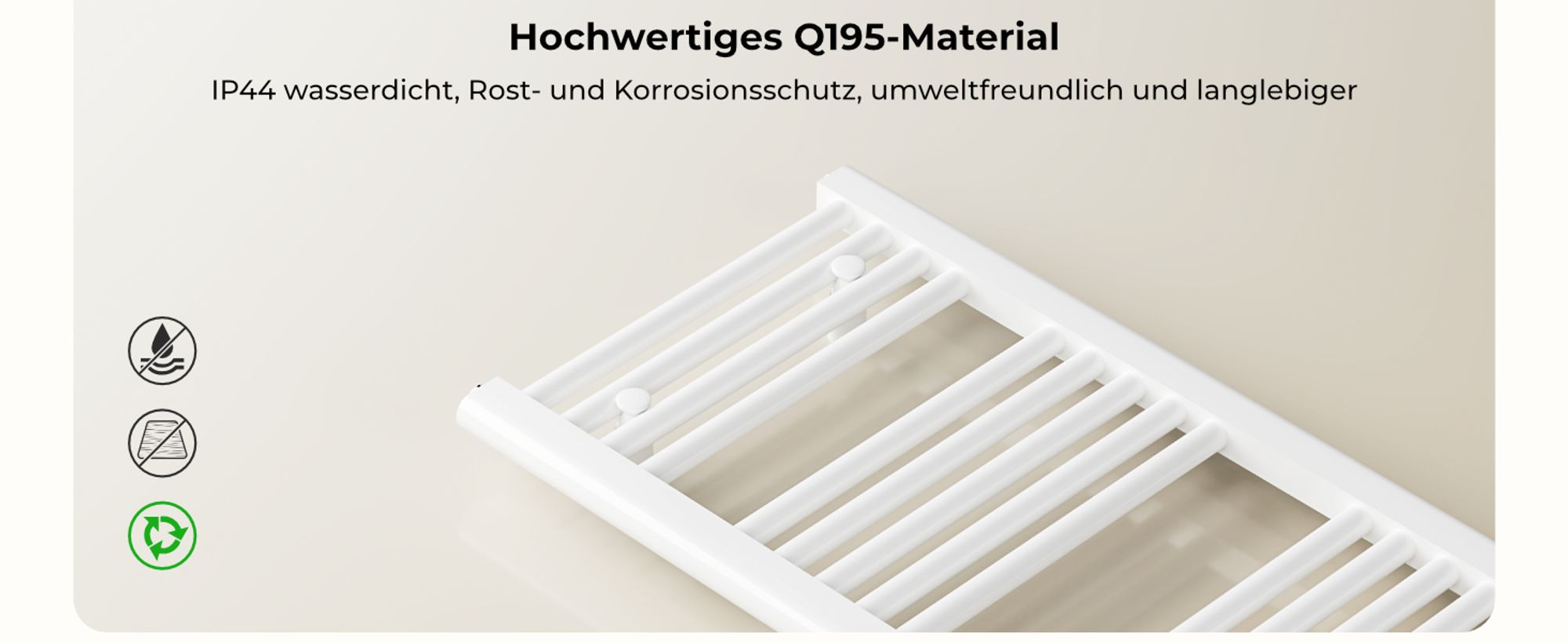 Heilmetz Badheizkörper Elektrisch 100 x 40 cm 300W Handtuchwärmer  Handtuchheizkörper Heizkörper Handtuchtrockner Weiß