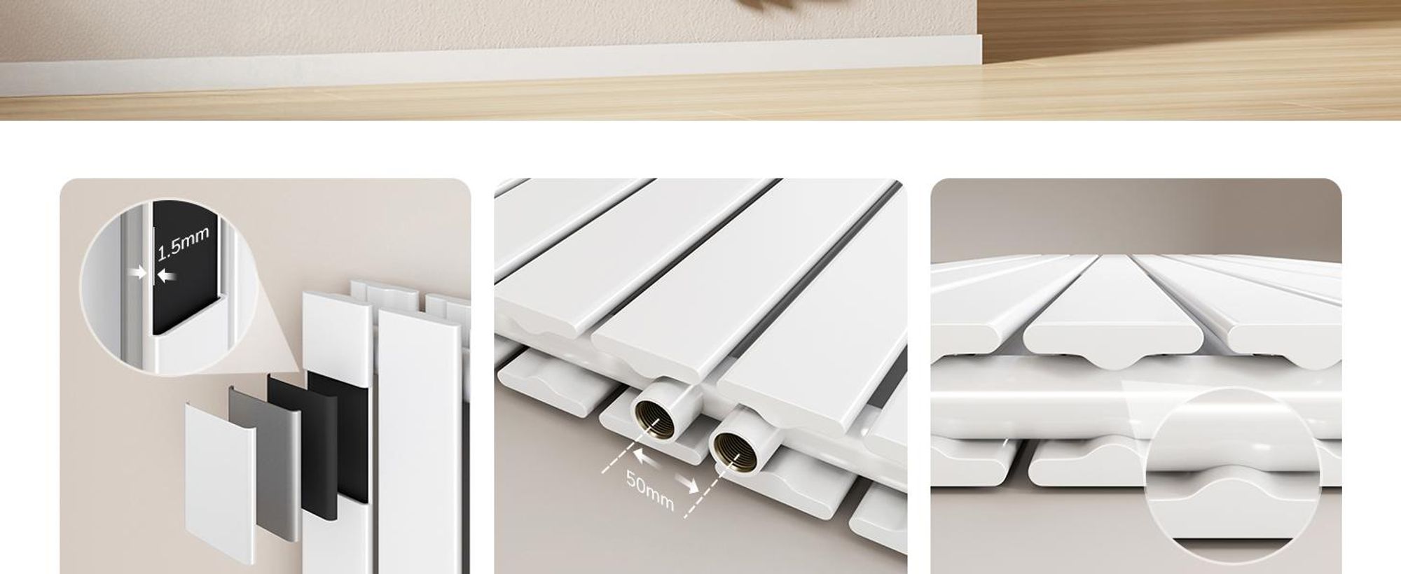 EMKE Heizkörper Design Doppellagig Paneelheizkörper 600x300mm Weiß Badheizkörper 327 Watt Mittelanschluss Flachheizkörper ohne Heizstab