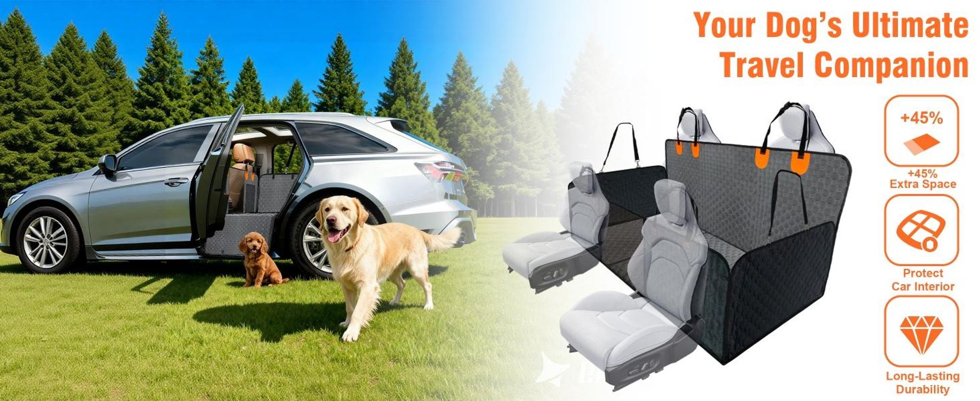 WISFOR Auto Hundedecke Schutzdecke Autoschondecke Rücksitz Kofferraum Kratzfest Wasserfest 128 x 63 x 56 cm