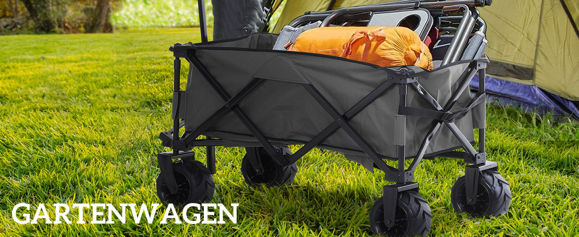 Outsunny Bollerwagen 360° Verstellbare Griffhöhe faltbar 20 kg Tragkraft Grau