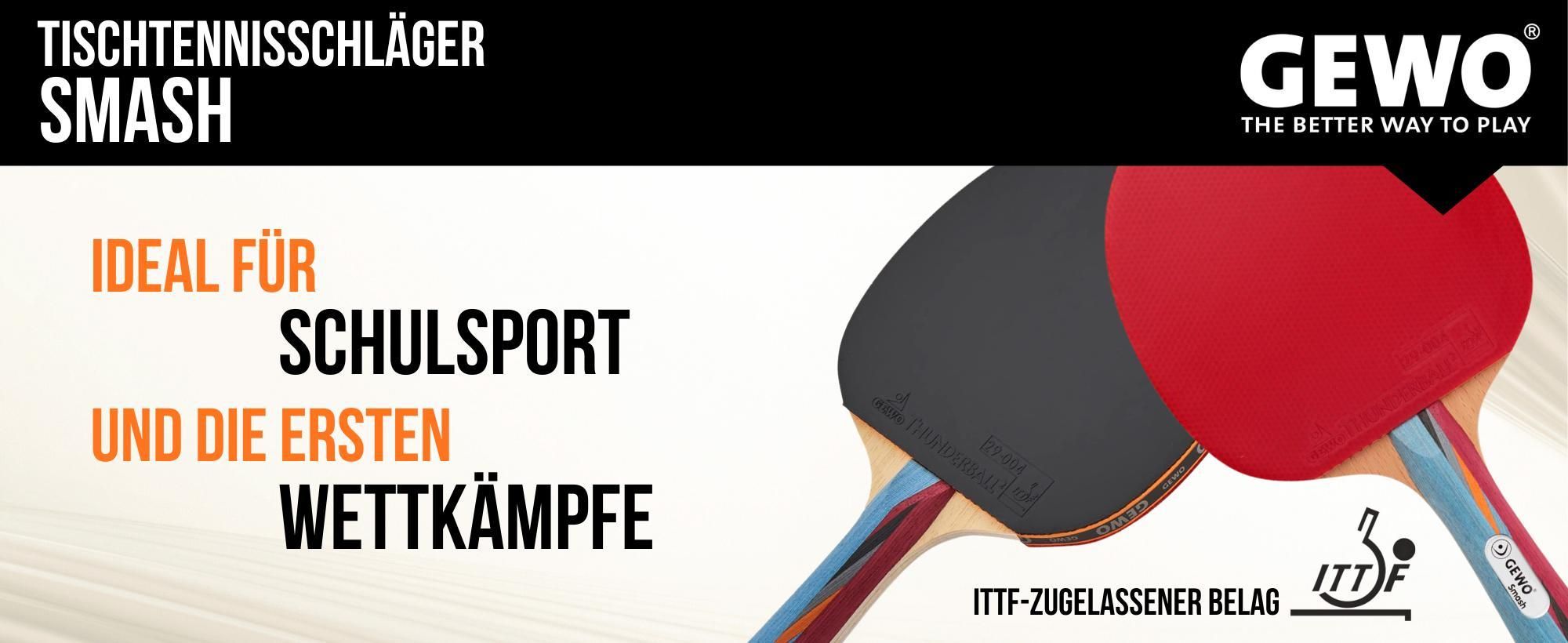 GEWO Tischtennisschläger Smash, Ping Pong Schläger, Tischtennis Schläger, Tischtennisschläger Kinder