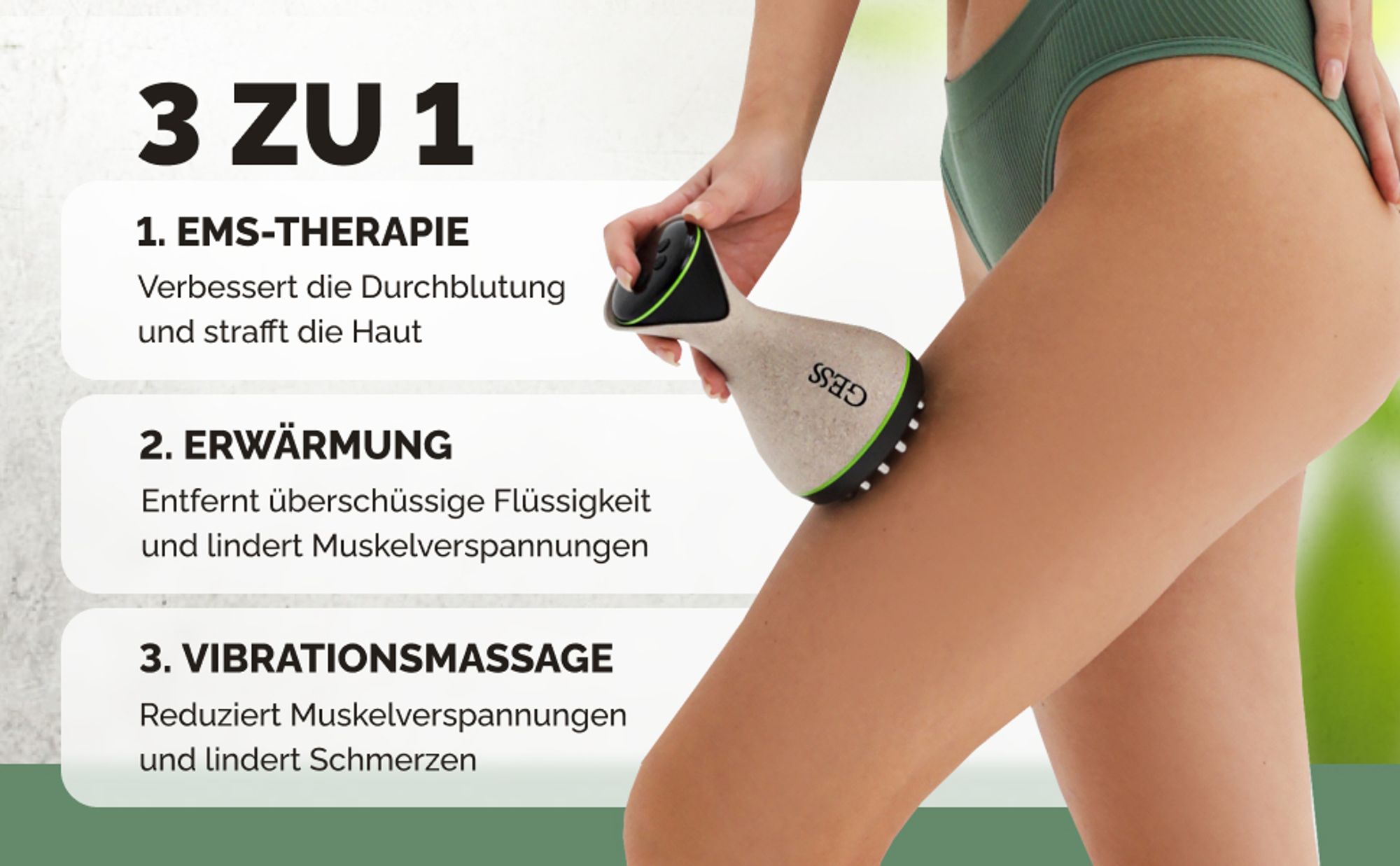 Massagegerät zur Körperformung, 9 Intensitätsmodi, Vibrationsmassage , Cellulite-Entferner, GESS MIO