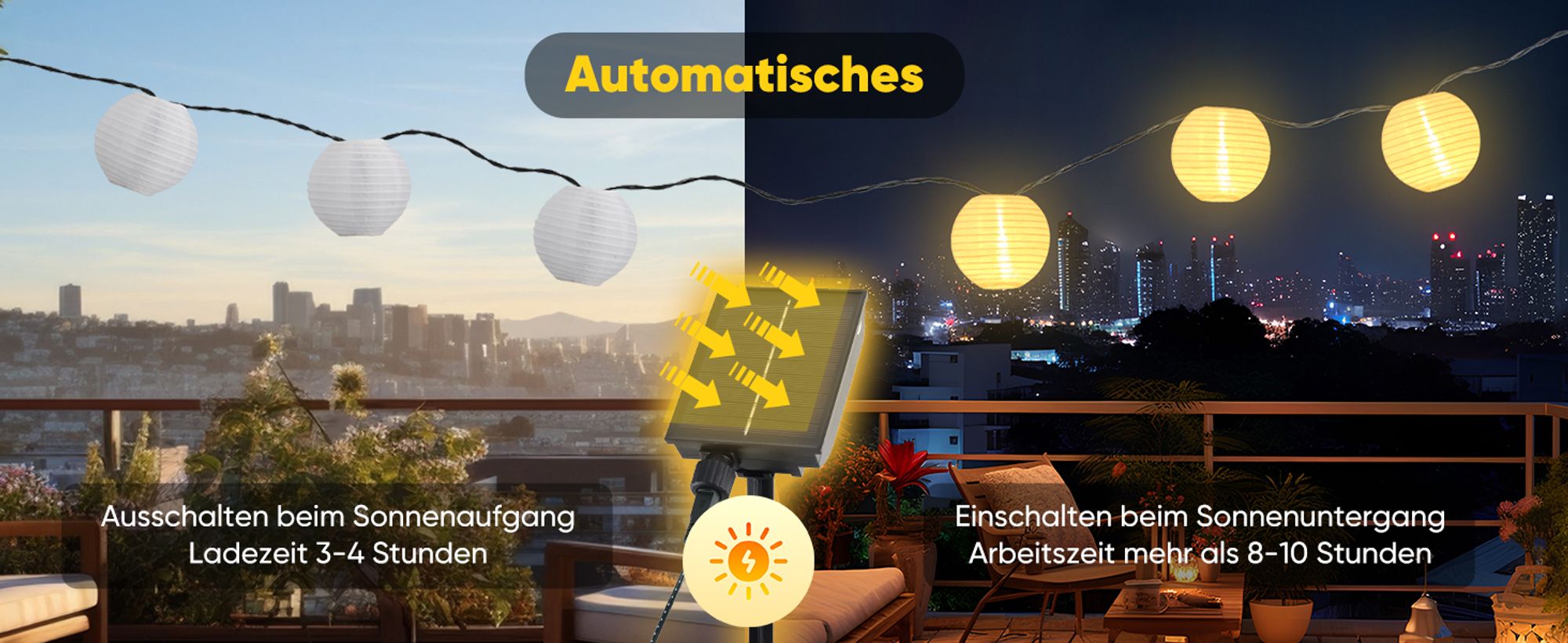 Salcar 30 Lampions Lichterkette Solar Außen 10m LED Lichterketten Outdoor 8 Modi IP44 für Außen Garten Liegewiese Terrasse