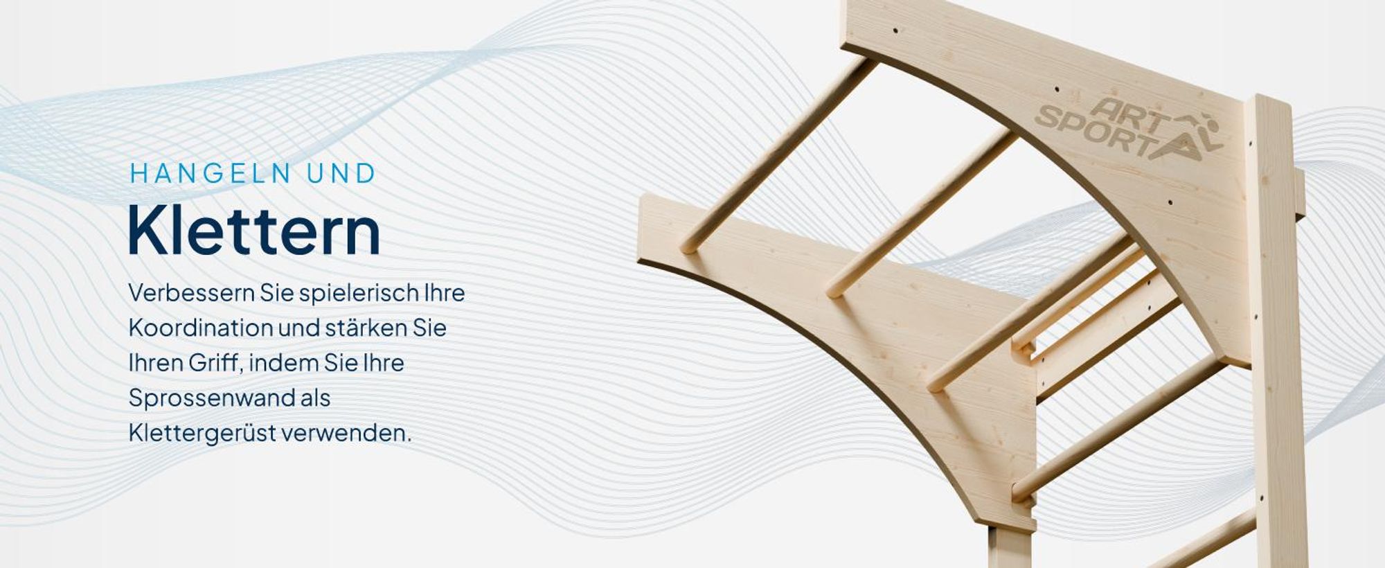 ArtSport Sprossenwand für Erwachsene & Indoor - aus Holz mit Klimmzugstange - Natur