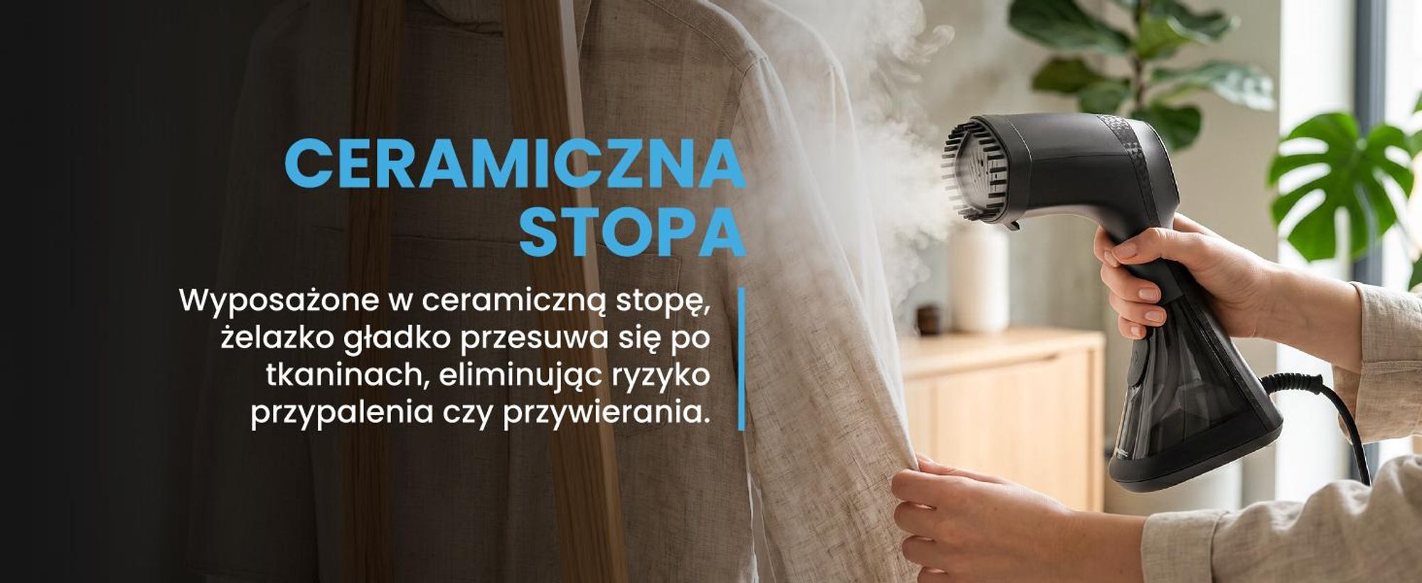 żelazko parowe z regulowaną dyszą o mocy 2000W w kolorze czarnym