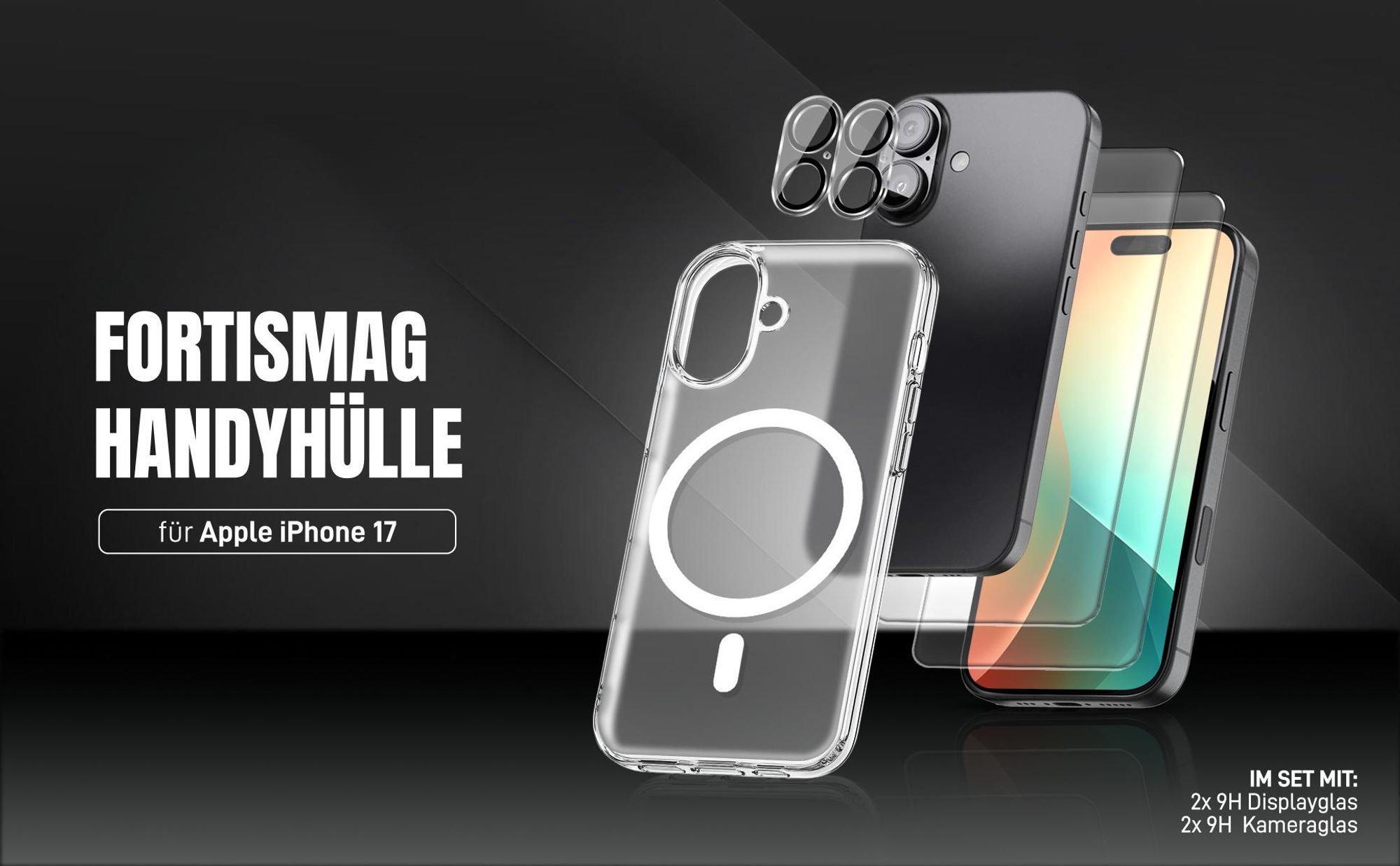 TPU Backcover für Apple iPhone 17 mit 2x Displayglas und 2x Kameraglas