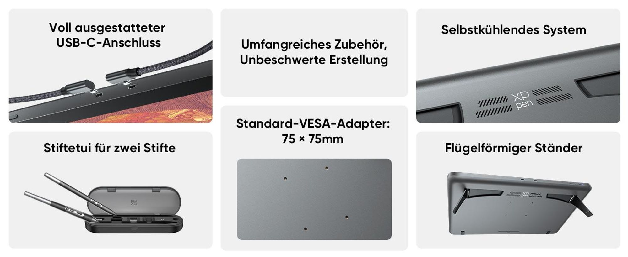 XPPen Artist Pro 19 (Gen 2), Verkabelt & Kabellos, 5080 lpi, 409 x 230 mm, USB/Bluetooth, 1 cm, Stift, Berührung