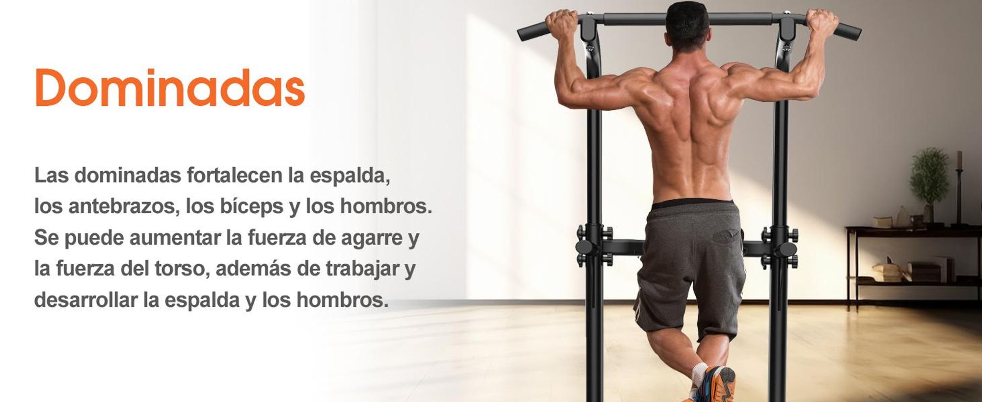 DH FitLife Power Tower Multifunción 150 kg, Estación de Dominadas y Fondos Independiente, Barras Paralelas para Entrenamiento en Casa