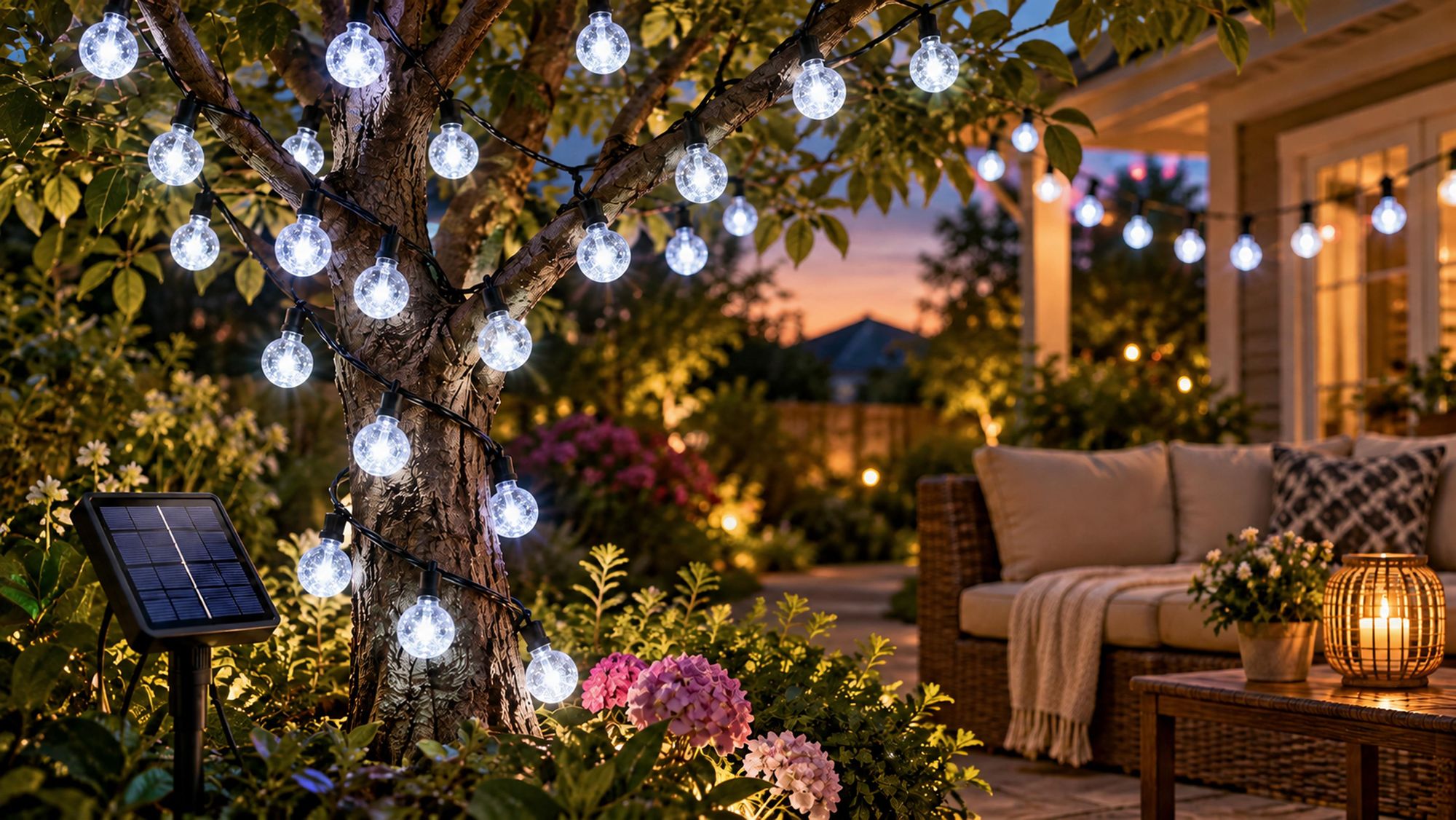 5M Lichterkette Außen Solar Glühbirnen LED Lichterketten, Innen Außen Weihnachten Beleuchtung Outdoor Garten Deko, Weiß