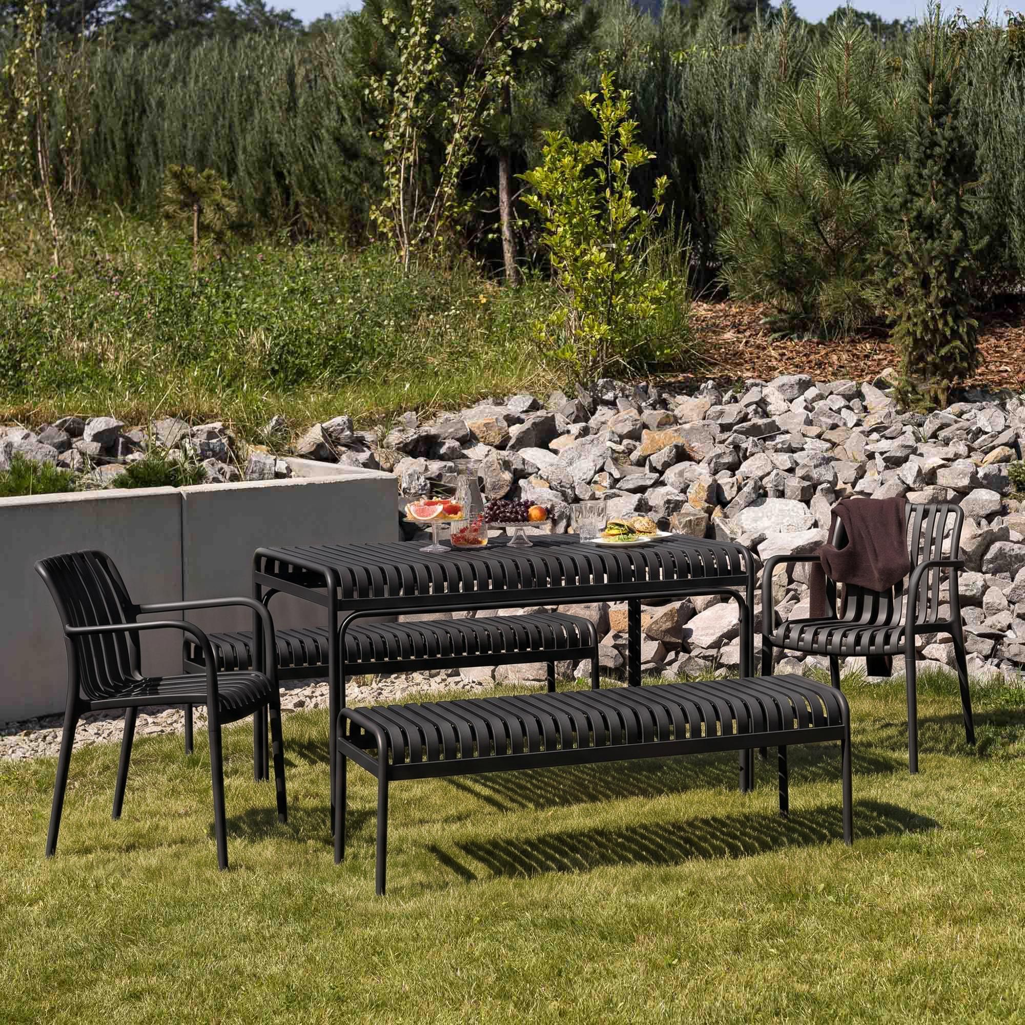 di volio Gartentisch MALIO - 130x80 cm, wetterfester Outdoor-Tisch aus Metall, matt schwarz