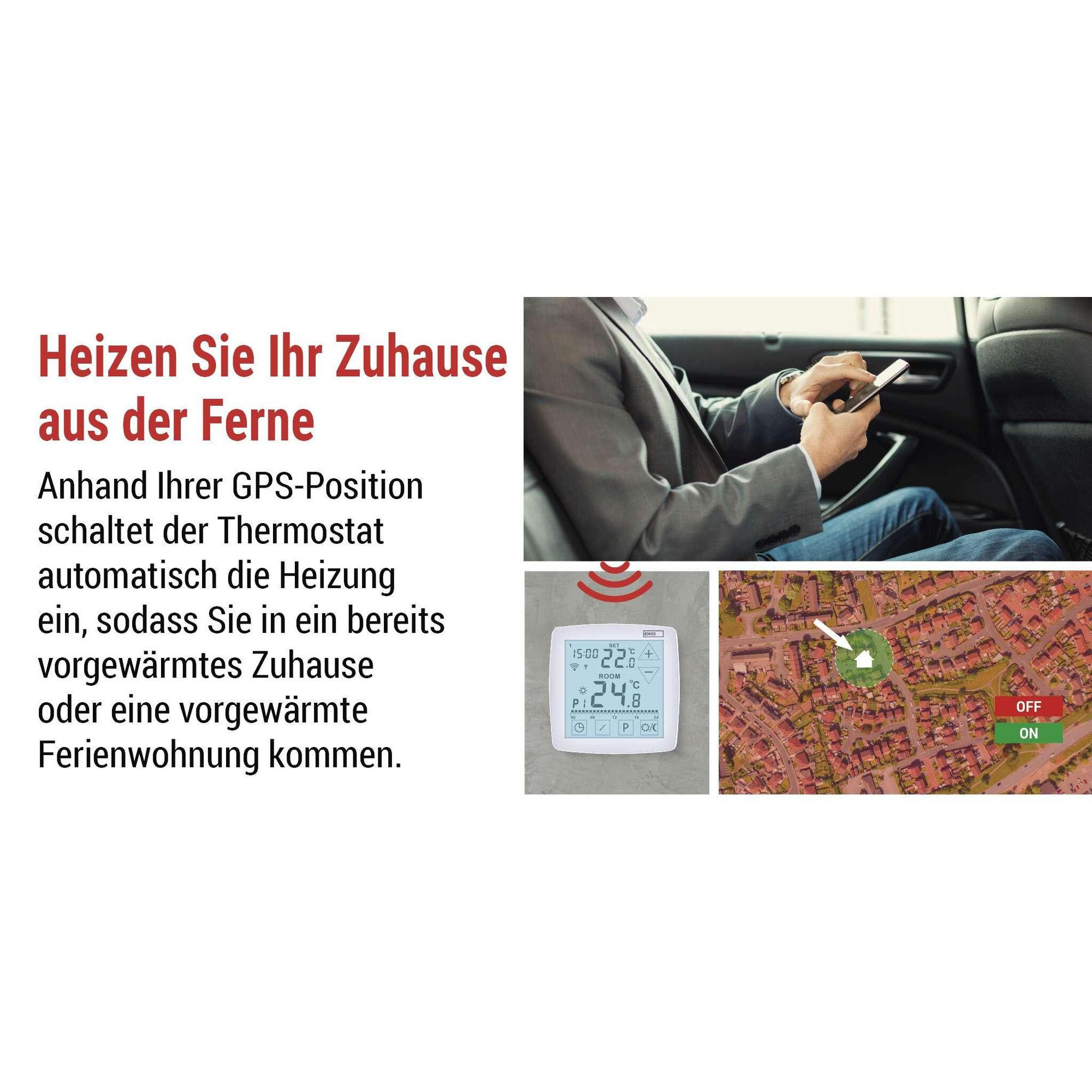 EMOS GoSmart Thermostat mit App, WiFi, OpenTherm, tragbare Steuereinheit mit Touch-Bedienung, Tuya, Smart Life, Google und Alexa kompatibel, P56S11