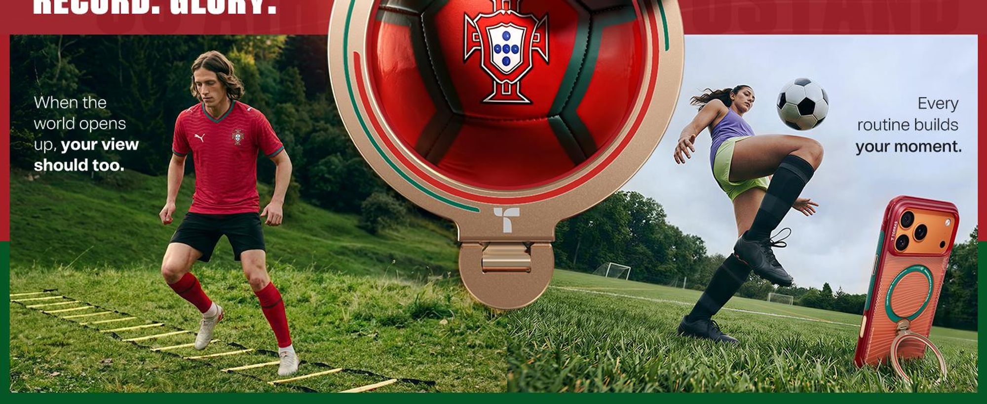 TORRAS Q3 Air x Portuguese(FPF) für iPhone 17 Pro hülle mit echtem Airbags Doppelter Schutz & 360° Magnetischer Robust Ständer, Glory Slash