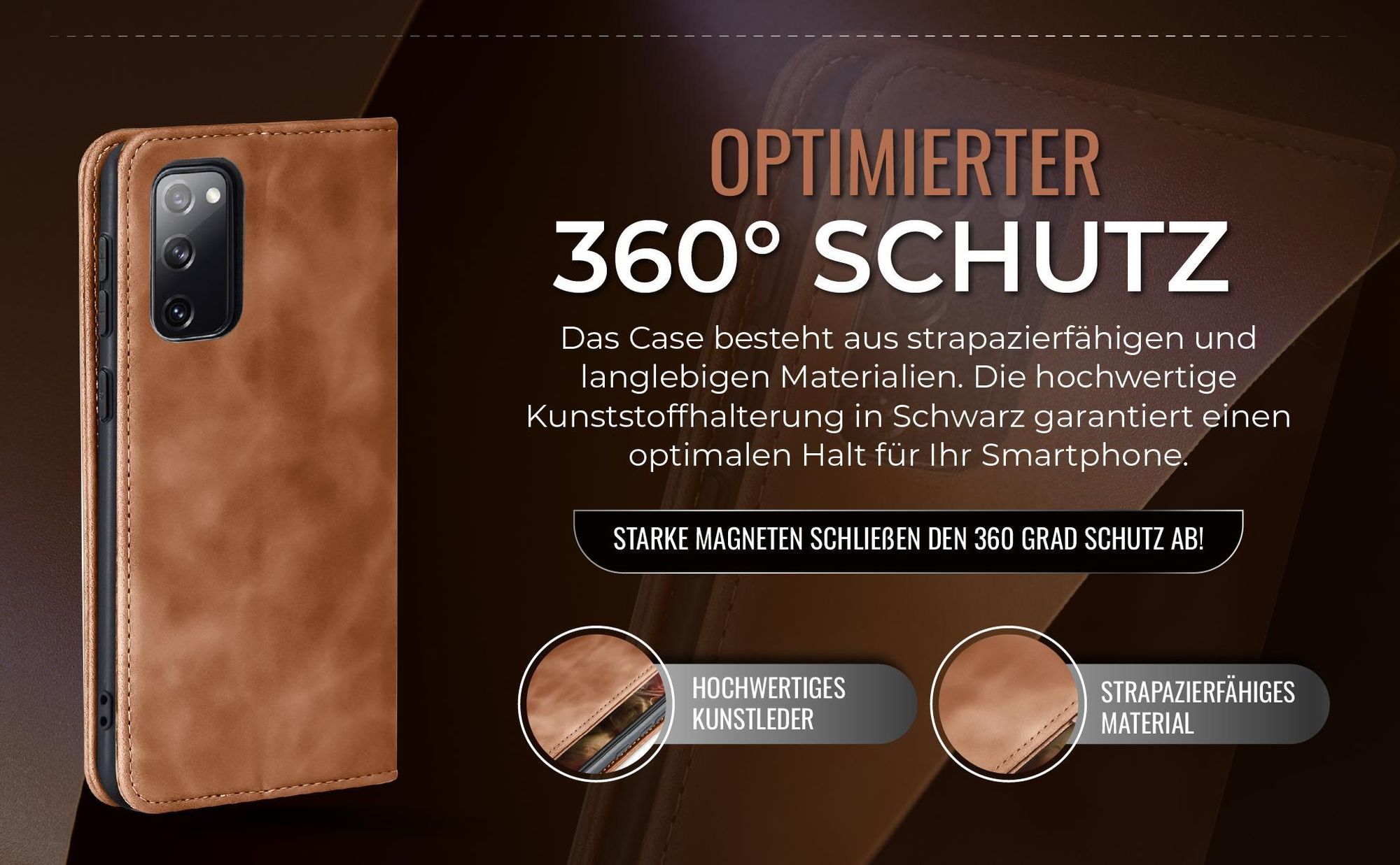 Hellbraune Handyhülle für Samsung Galaxy S20 FE mit 360 Grad Schutz