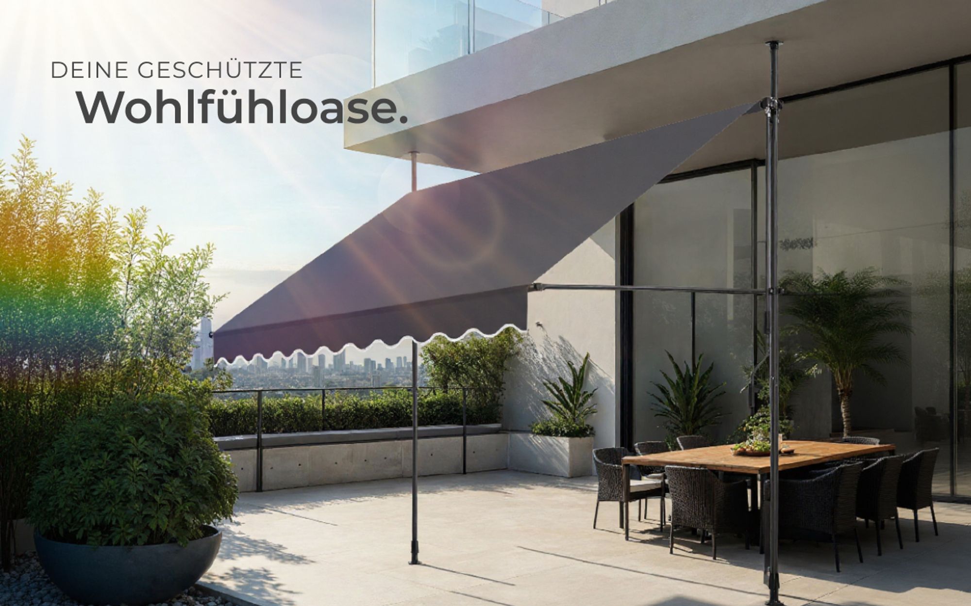 tectake® Klemmmarkise mit Handkurbel einfache Montage