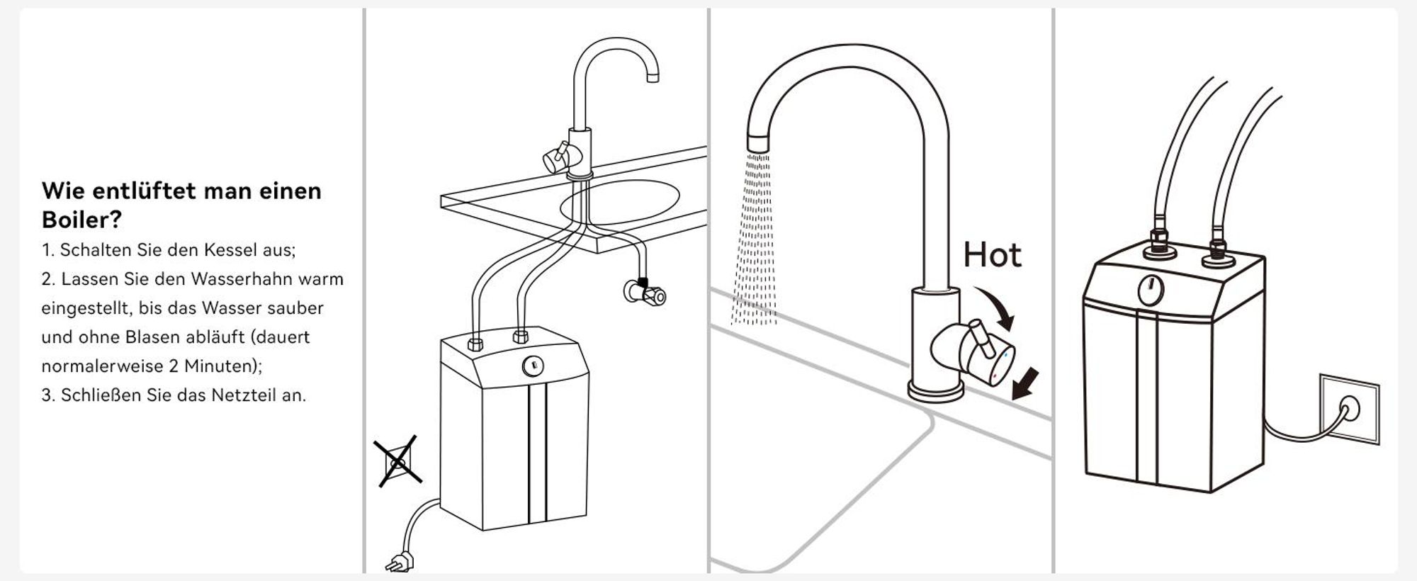 Wasserhahn Küchenarmatur, 360° Drehbar Spültischarmatur, Cecipa Niederdruck Küchenarmatur 304 Edelstahl, Armatur für Kleinspeicher, Gebürstet